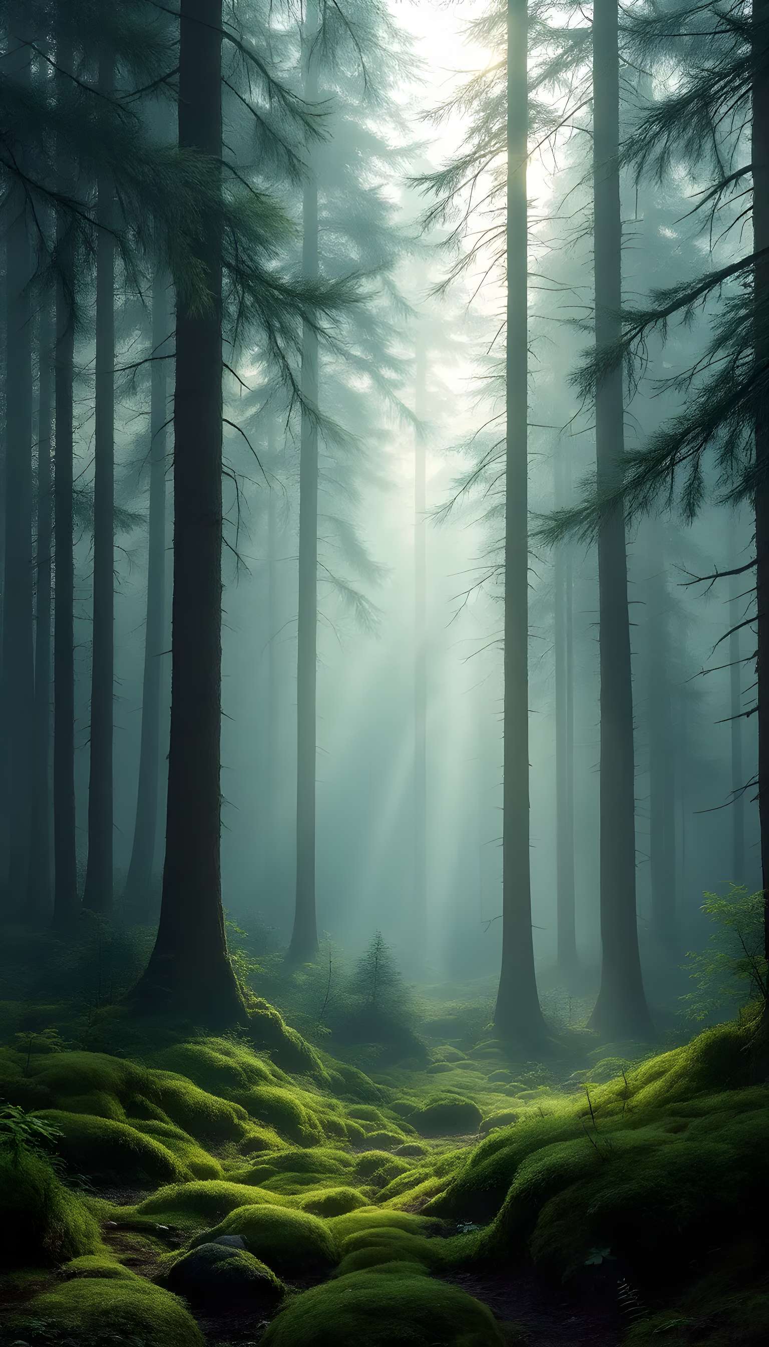 Foggy Scandinavian Forest Scene Phone Case