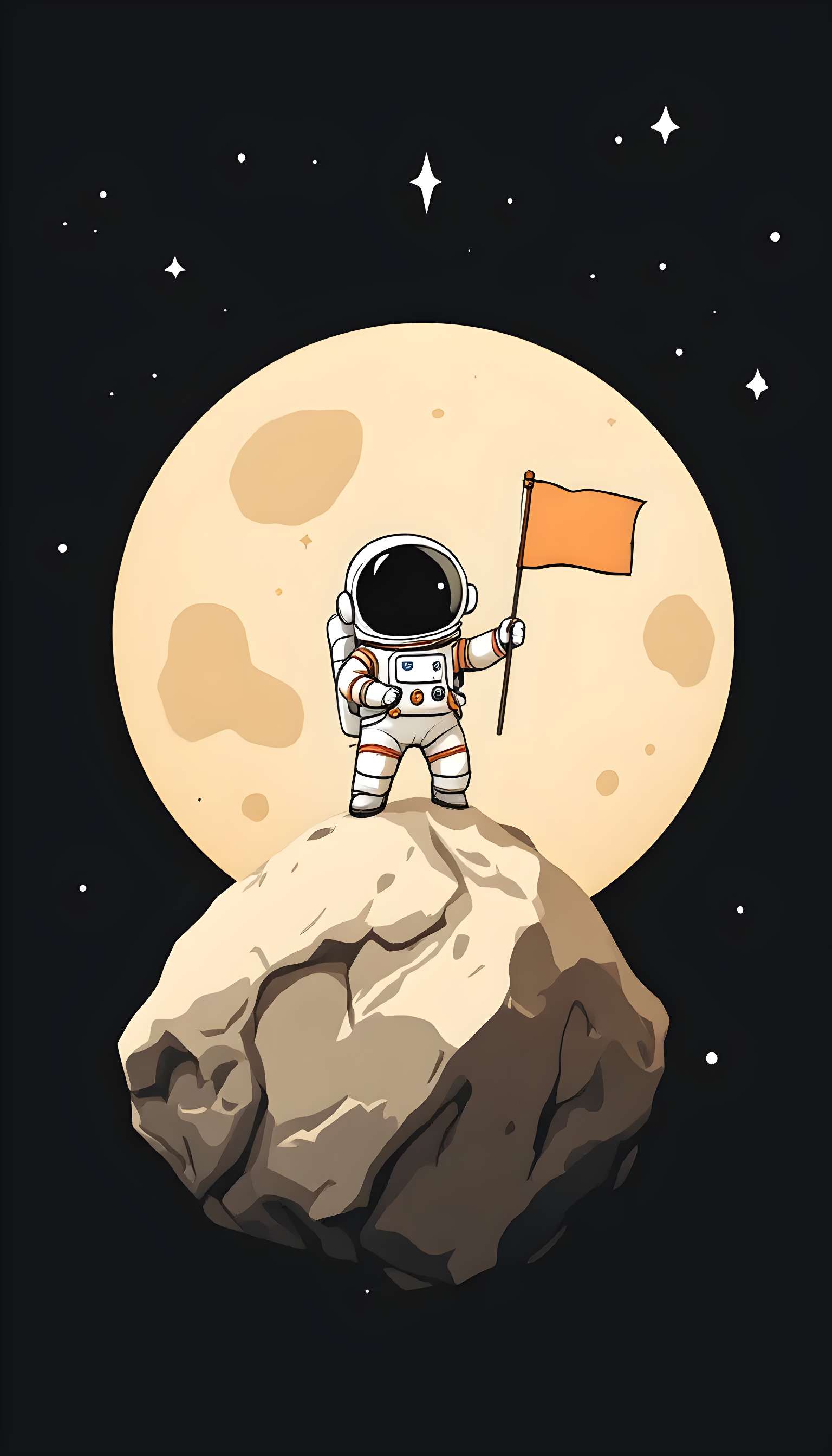 Minimalist Cartoon Astronaut Scene Phone Case