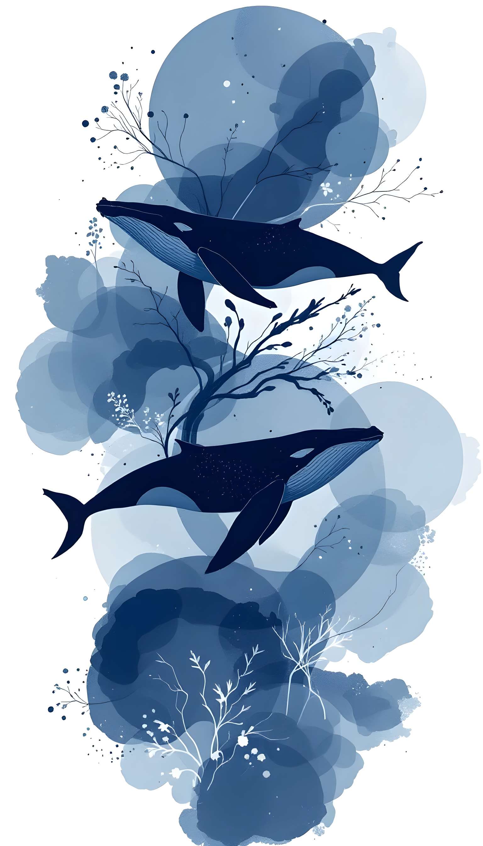 Serene Blue Whale Patterns Phone Case