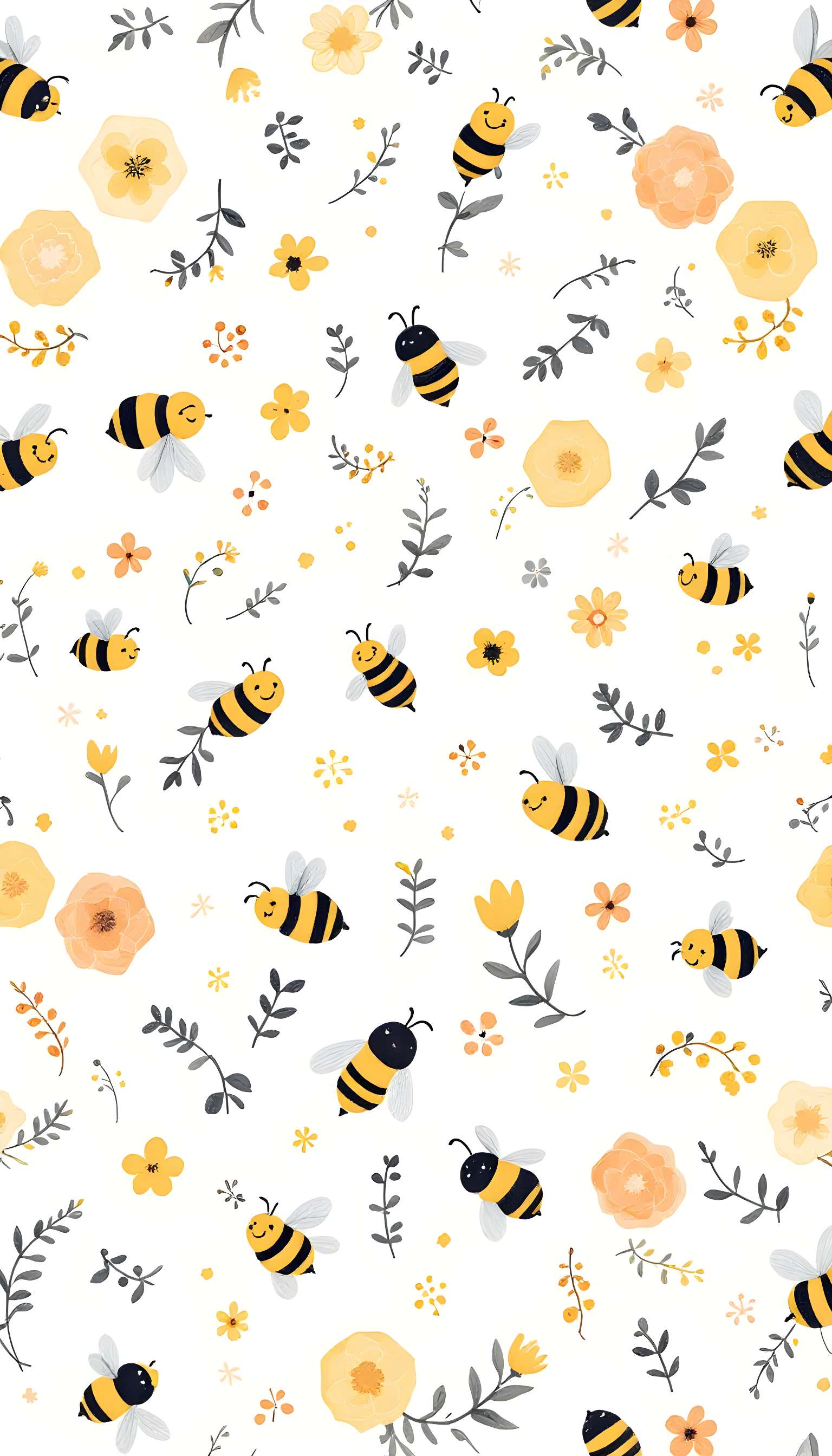 Playful Bee and Flower Pattern Phone Case Playful Bee and Flower Pattern Phone Case