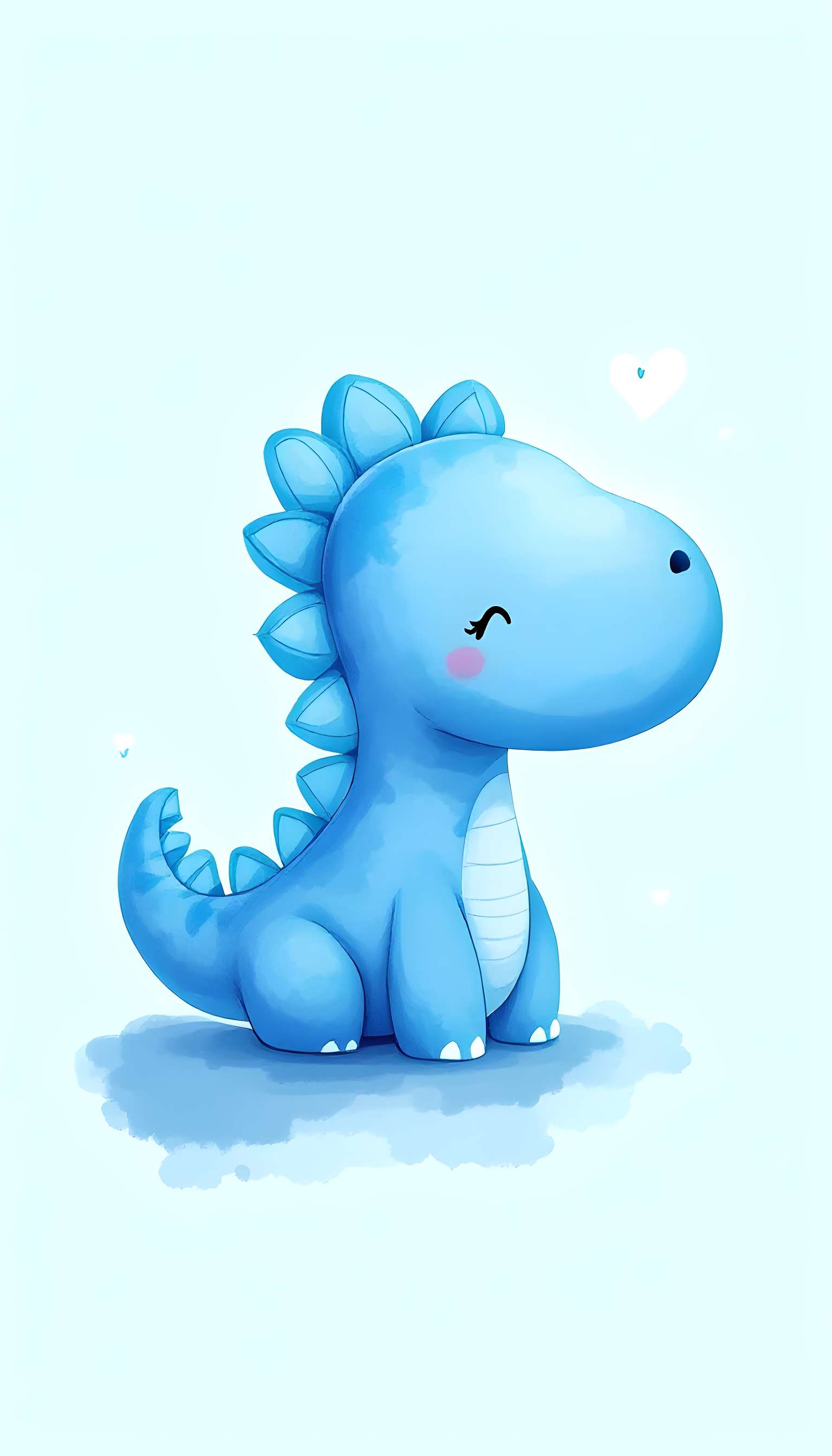 Cute Blue Dinosaur Watercolor Phone Case