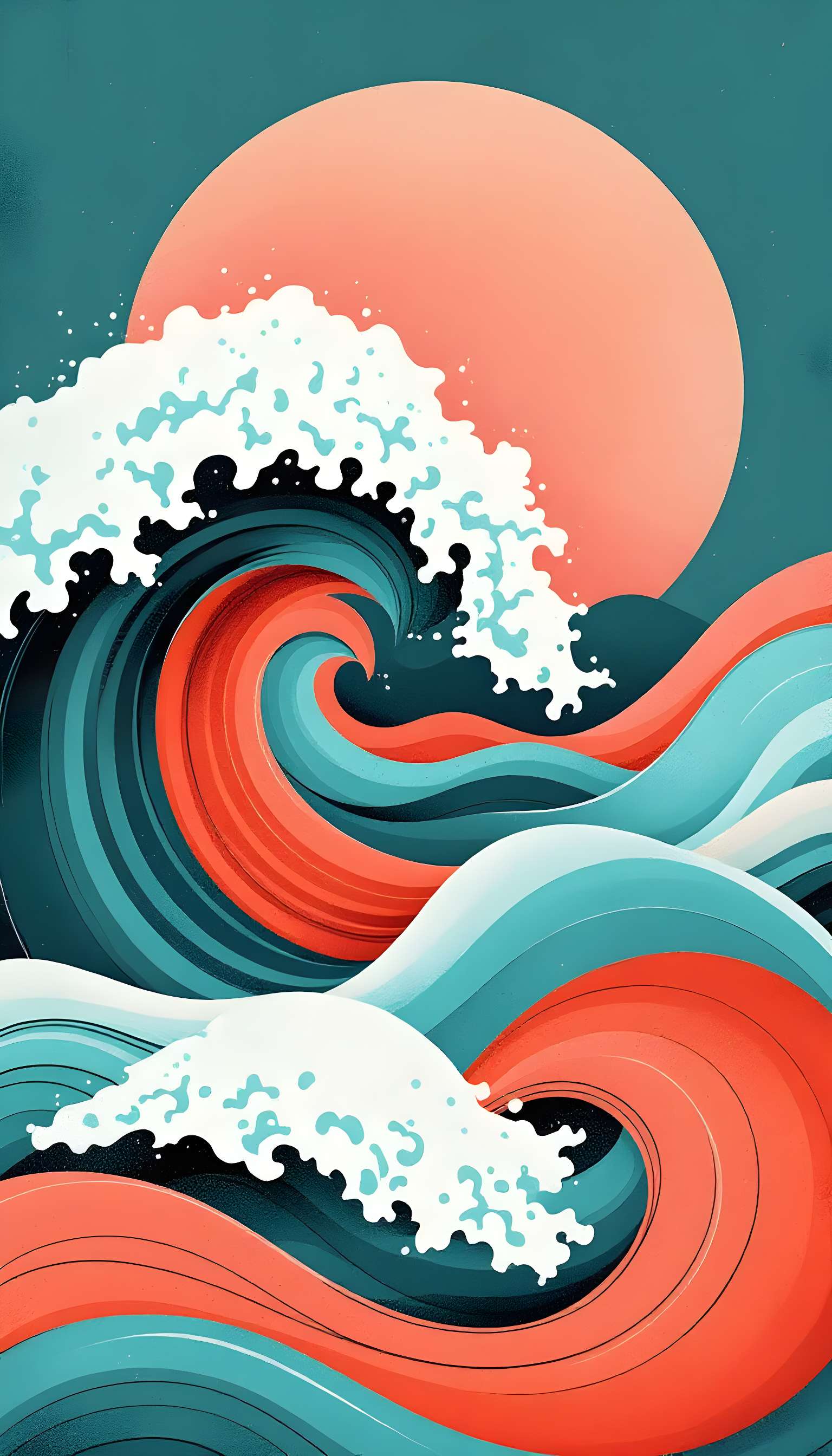 Retro Waves with Sun Phone Case