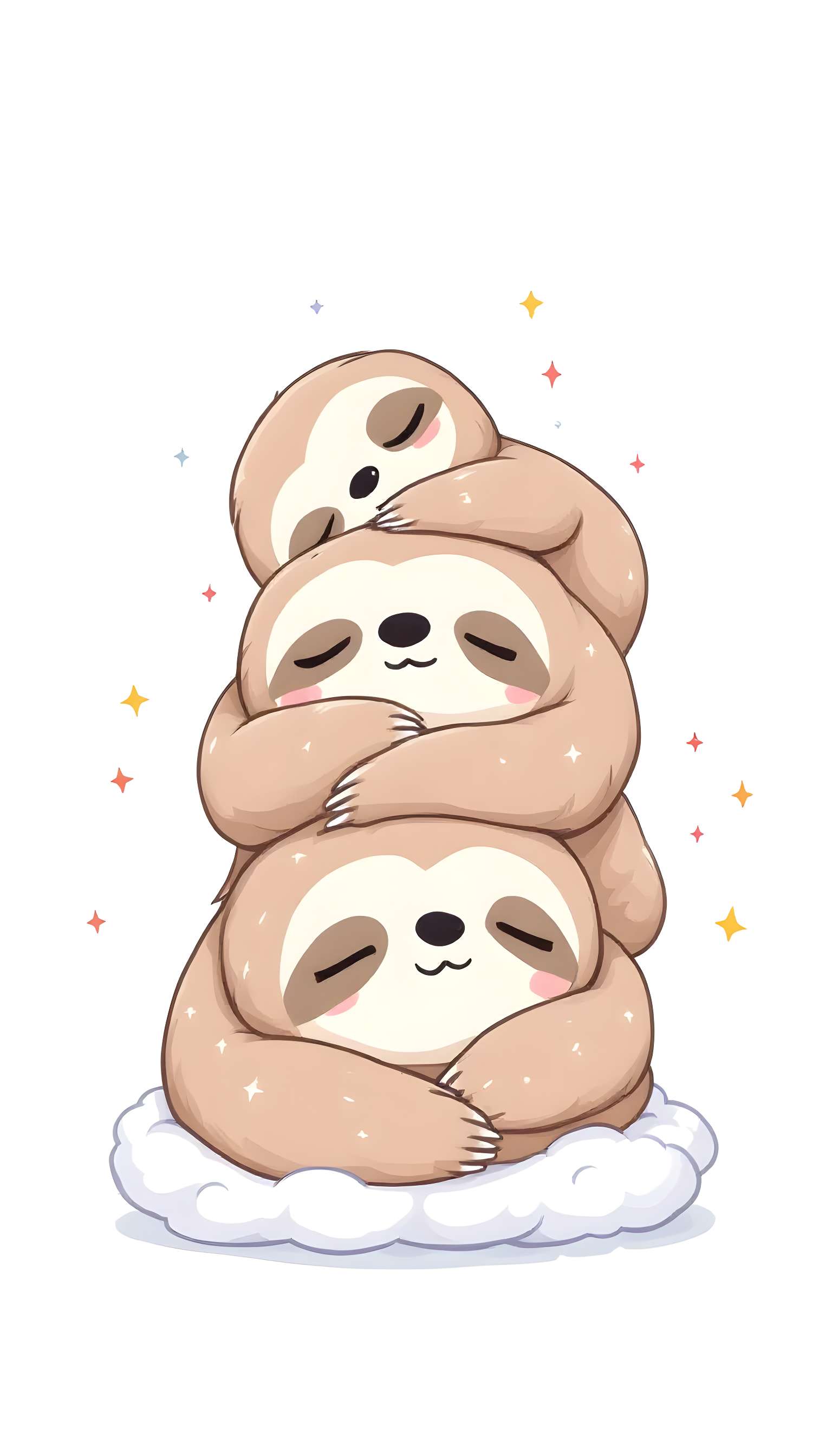 Cute Sloth Stack Illustration Phone Case