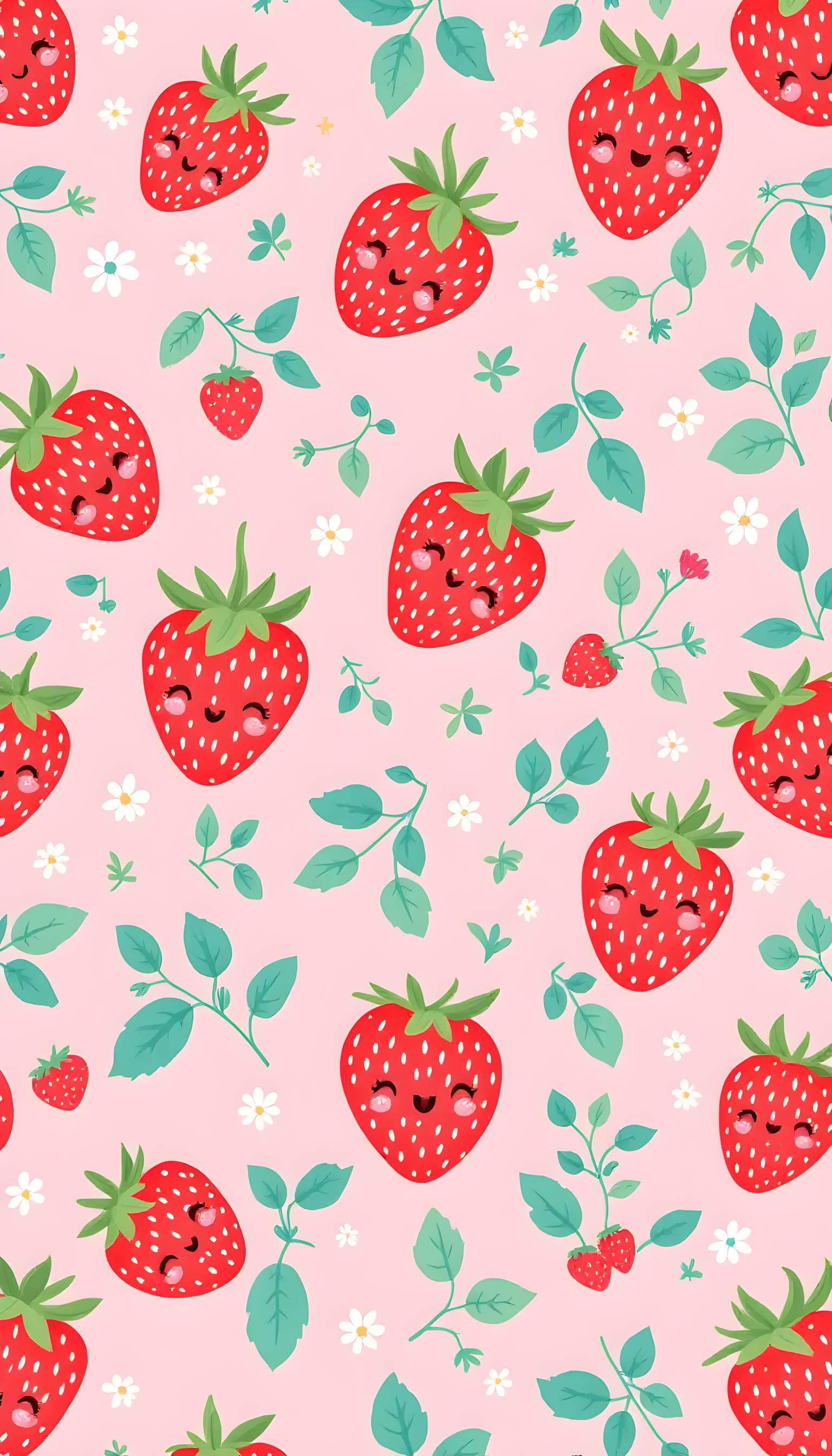 Cute Strawberry Faces Pattern Phone Case