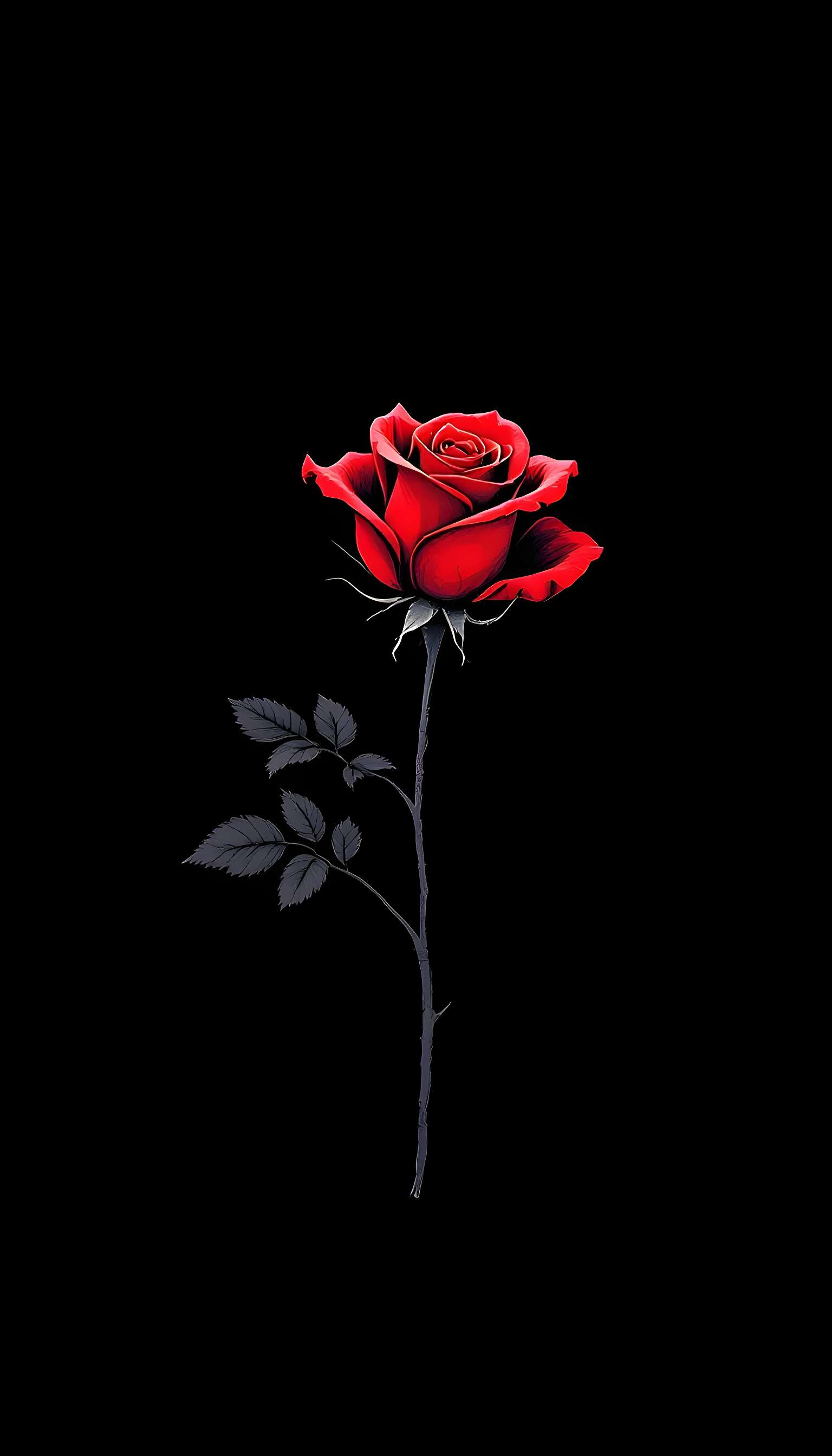 Minimalist Red Rose Stencil Phone Case