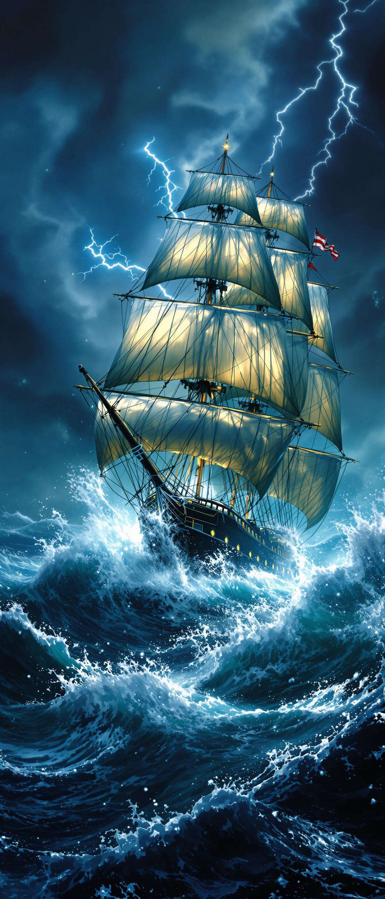 Sailing Ship in Stormy Seas Phone Case Sailing Ship in Stormy Seas Phone Case