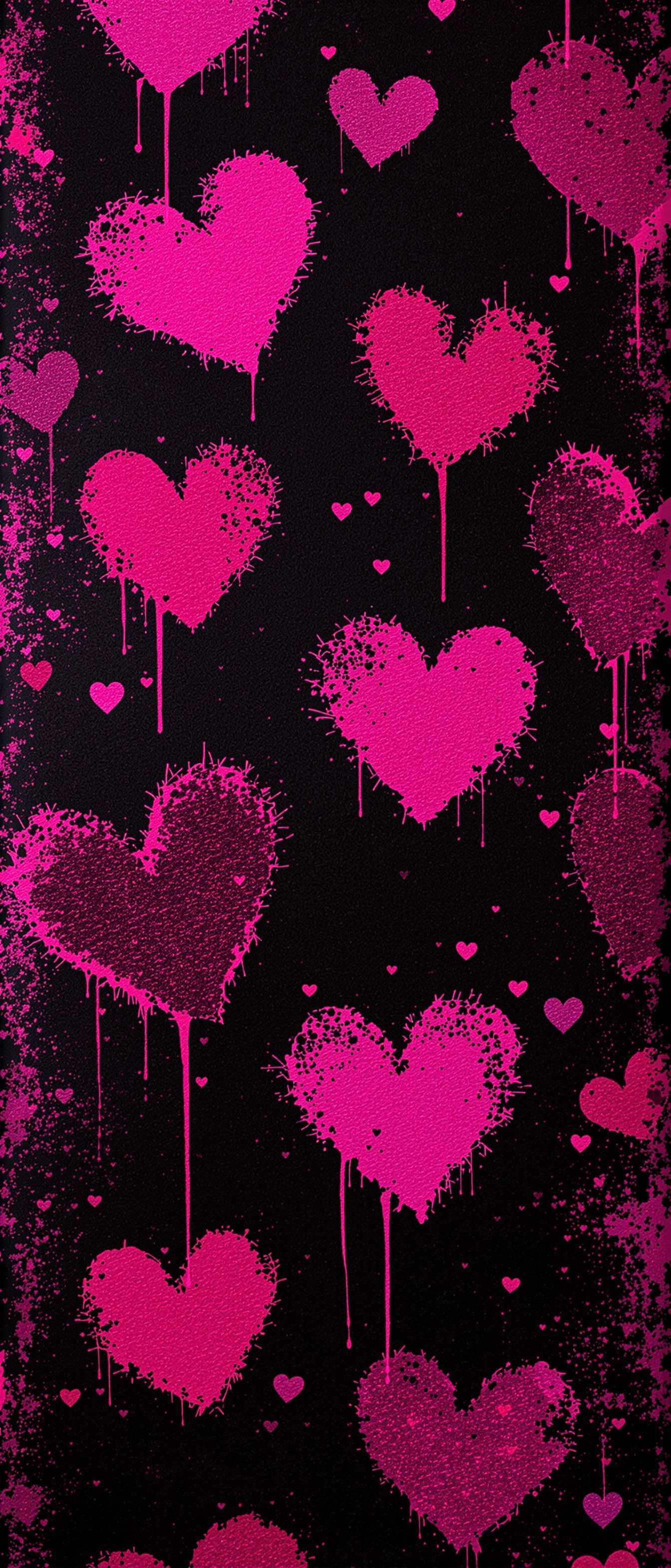 Bold Pink Hearts on Black Phone Case