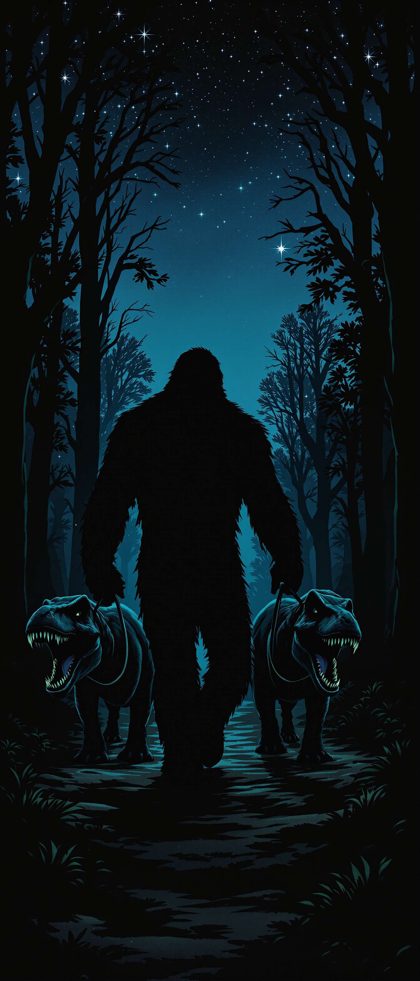 Bigfoot Walking Tyrannosaurs Silhouette Phone Case