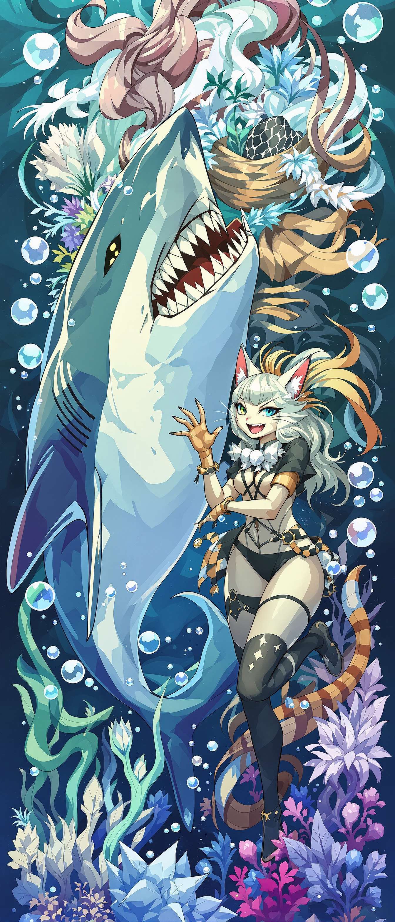 Shark Catgirl Underwater Design Phone Case Shark Catgirl Underwater Design Phone Case