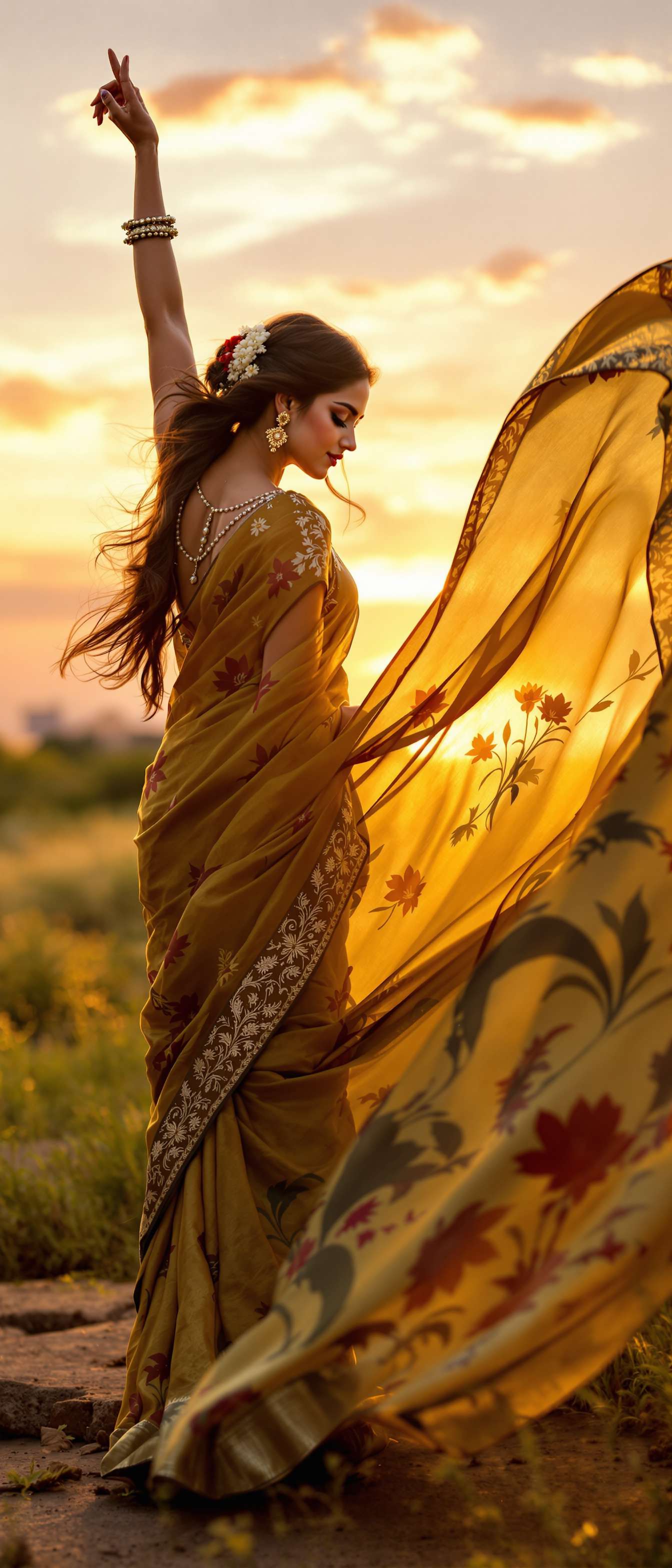 Elegant Saree Sunset Pose Phone Case Elegant Saree Sunset Pose Phone Case