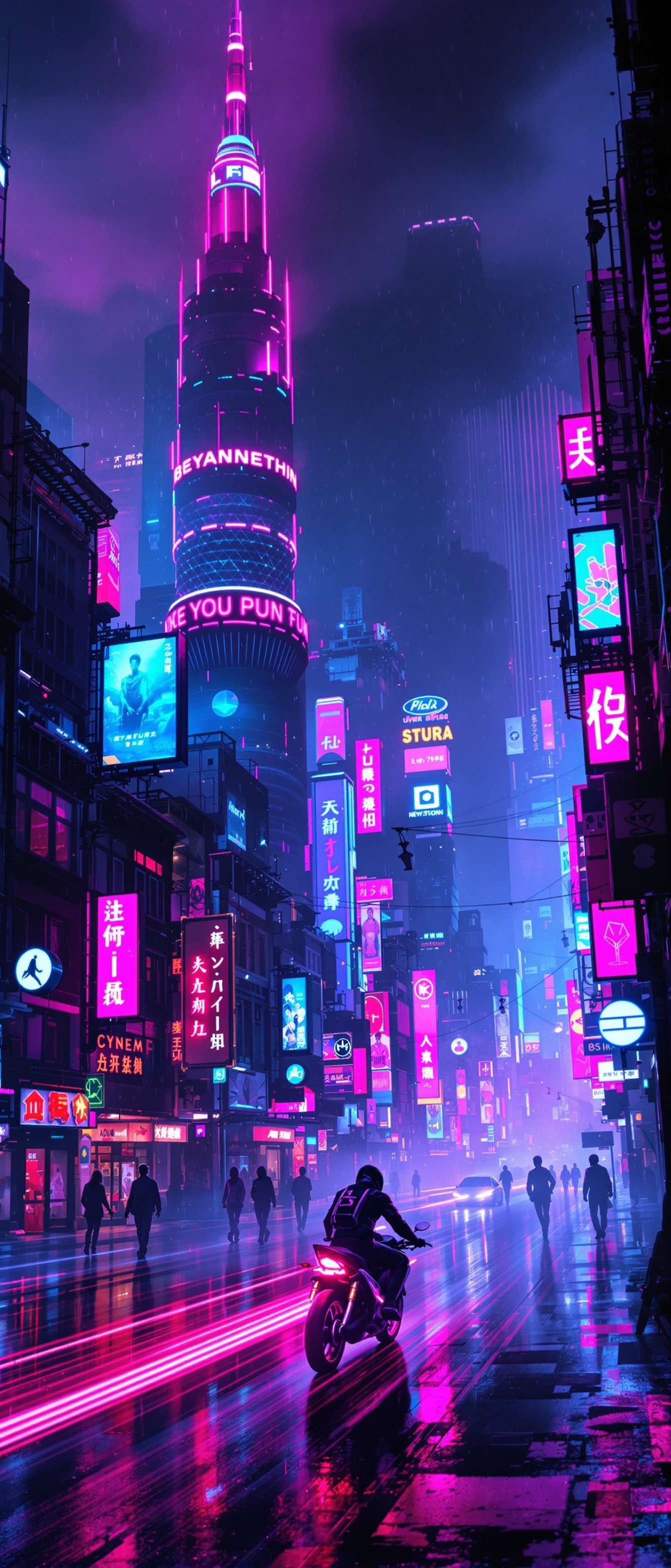 Neon Cyberpunk Cityscape Night Phone Case