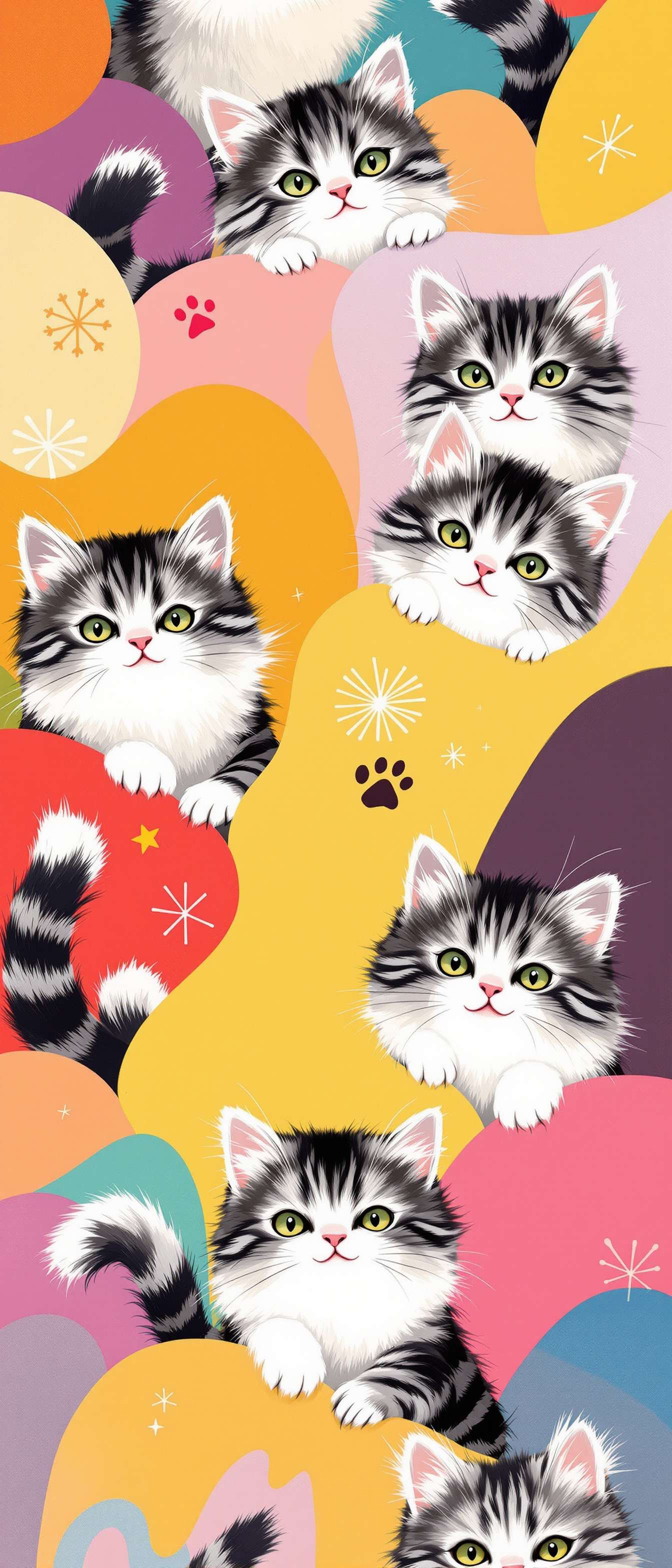 Whimsical Cats on Colorful Backgrounds Phone Case Whimsical Cats on Colorful Backgrounds Phone Case