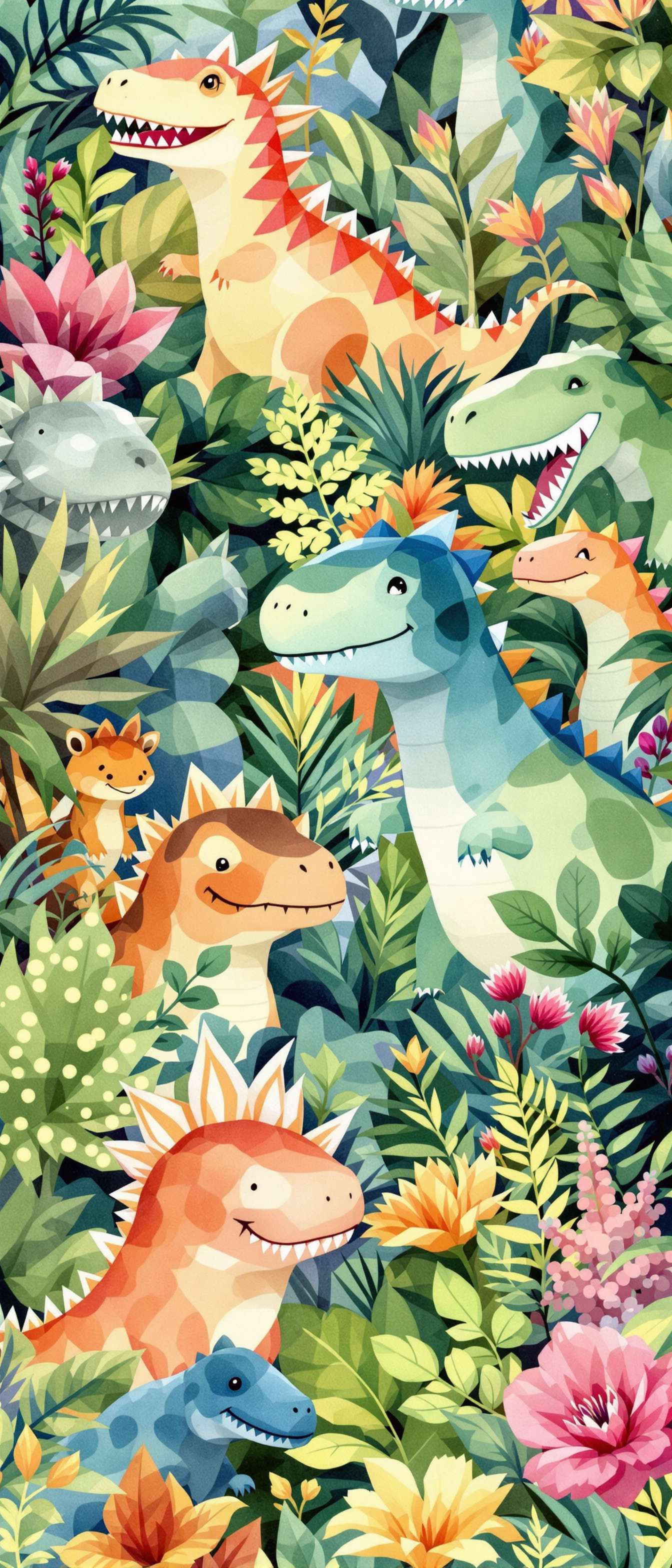Playful Dinosaur Watercolor Pattern Phone Case