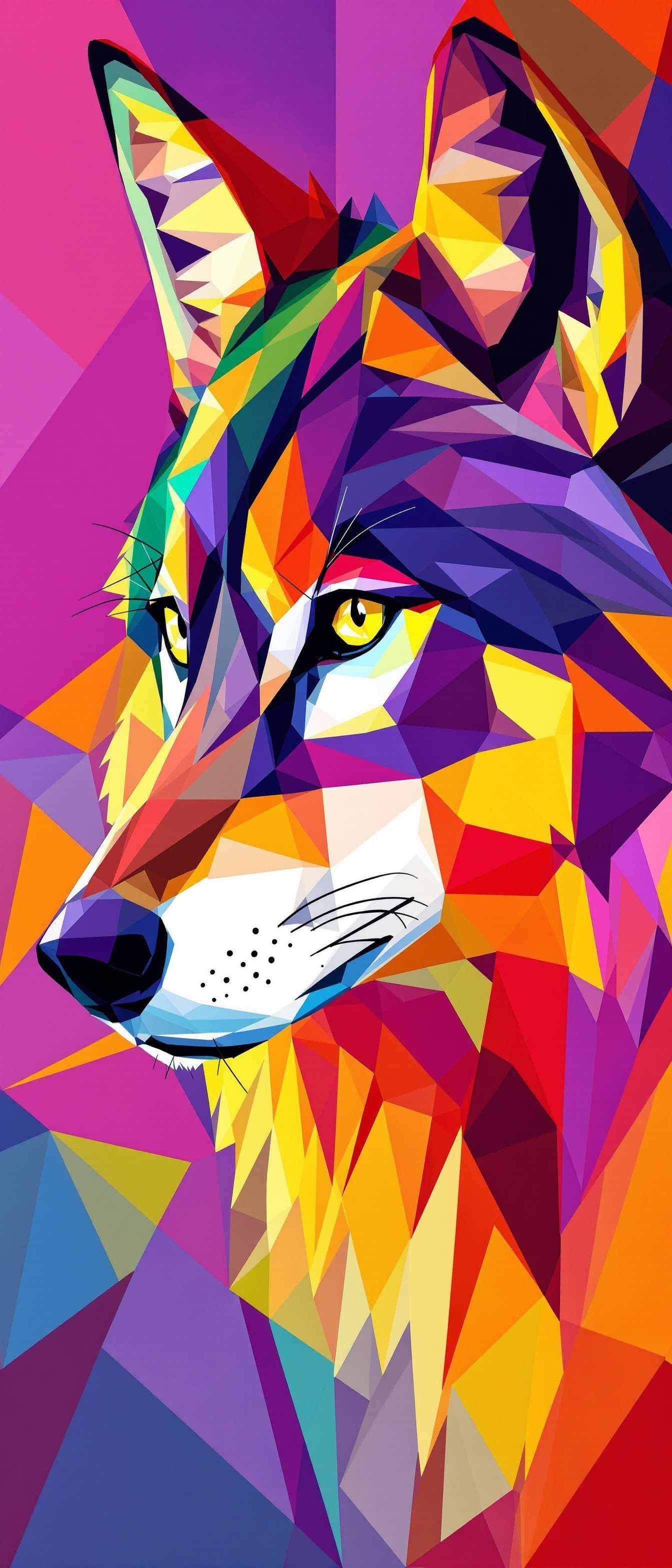 Vibrant Geometric Wolf Portrait Phone Case