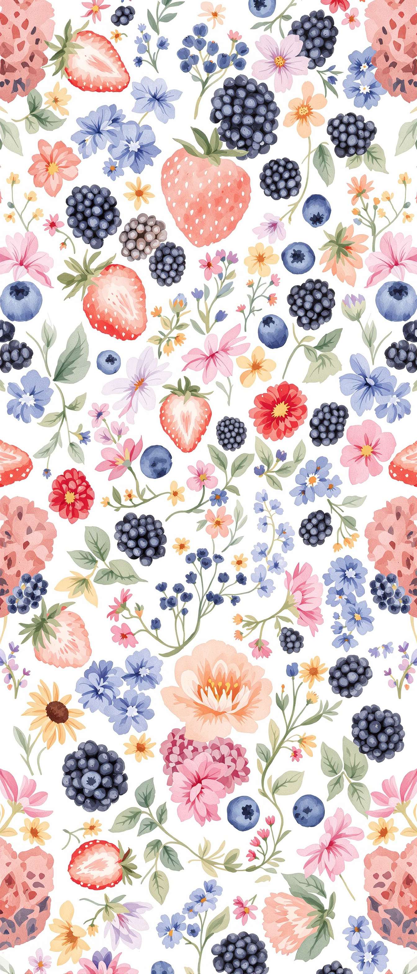 Berries and Wildflowers Pattern Phone Case Berries and Wildflowers Pattern Phone Case