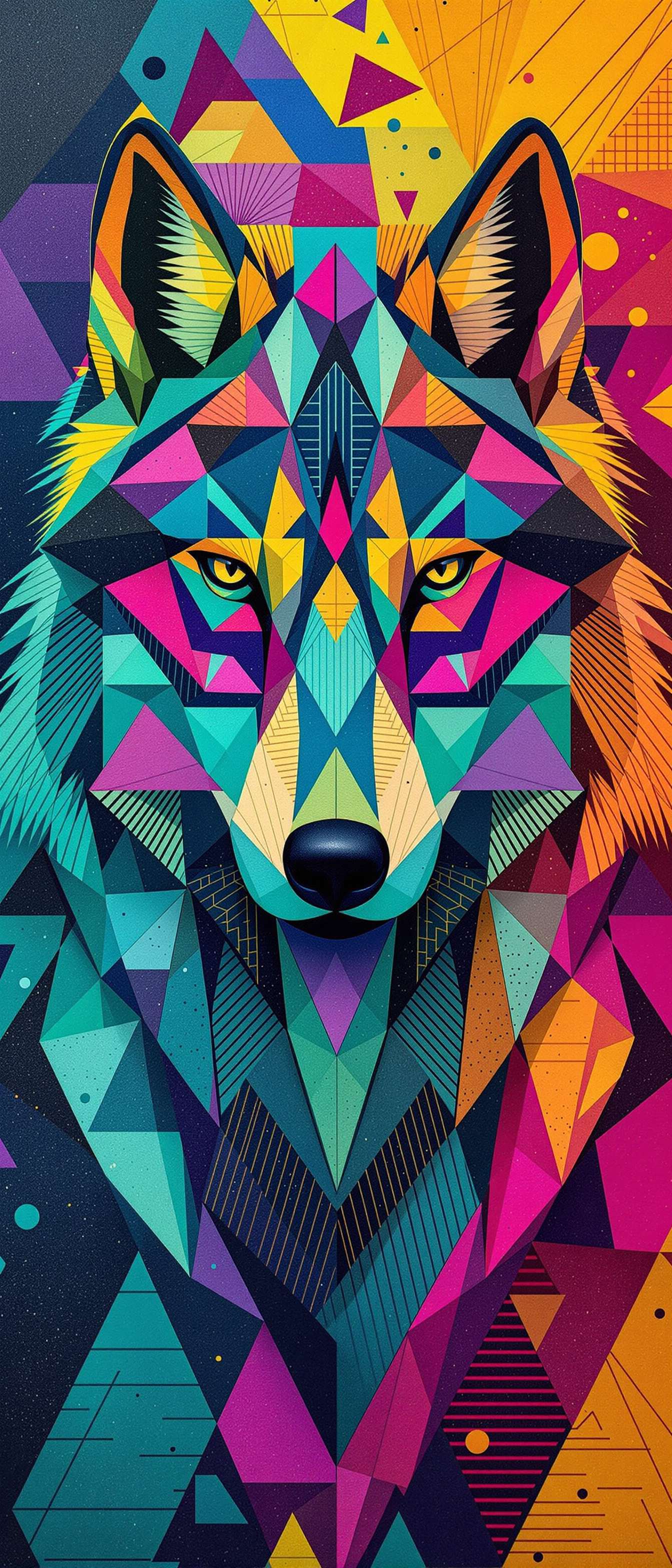 Vibrant Geometric Wolf Design Phone Case