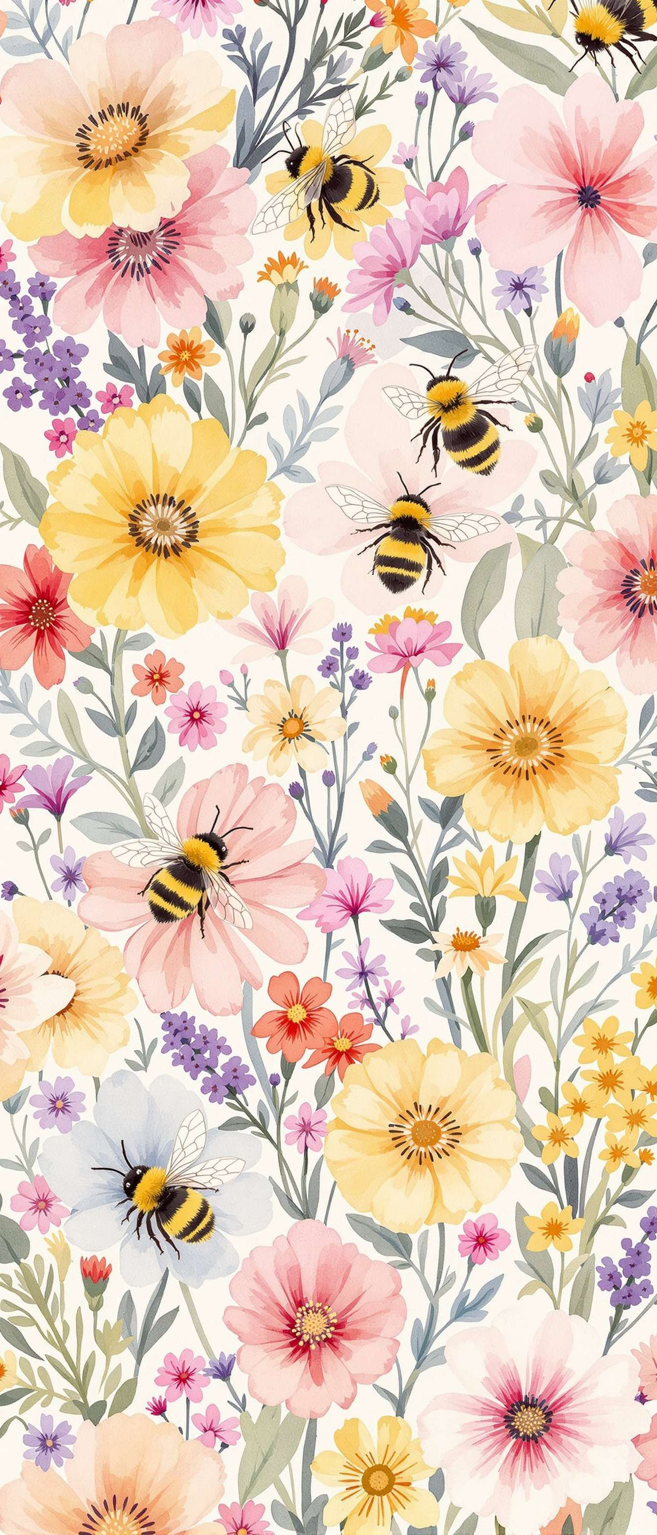 Bees and Wildflowers Pattern Phone Case Bees and Wildflowers Pattern Phone Case