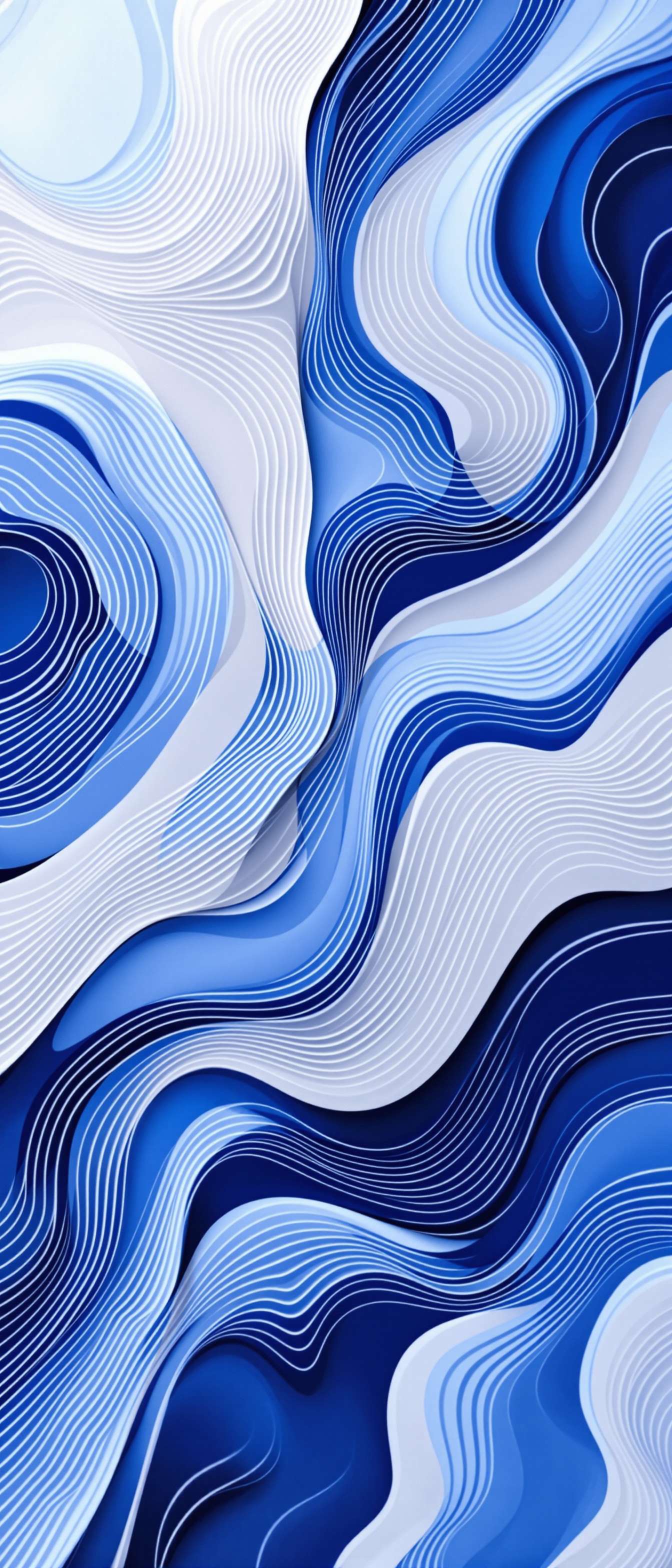 Electric Blue Wavy Lines Pattern Phone Case