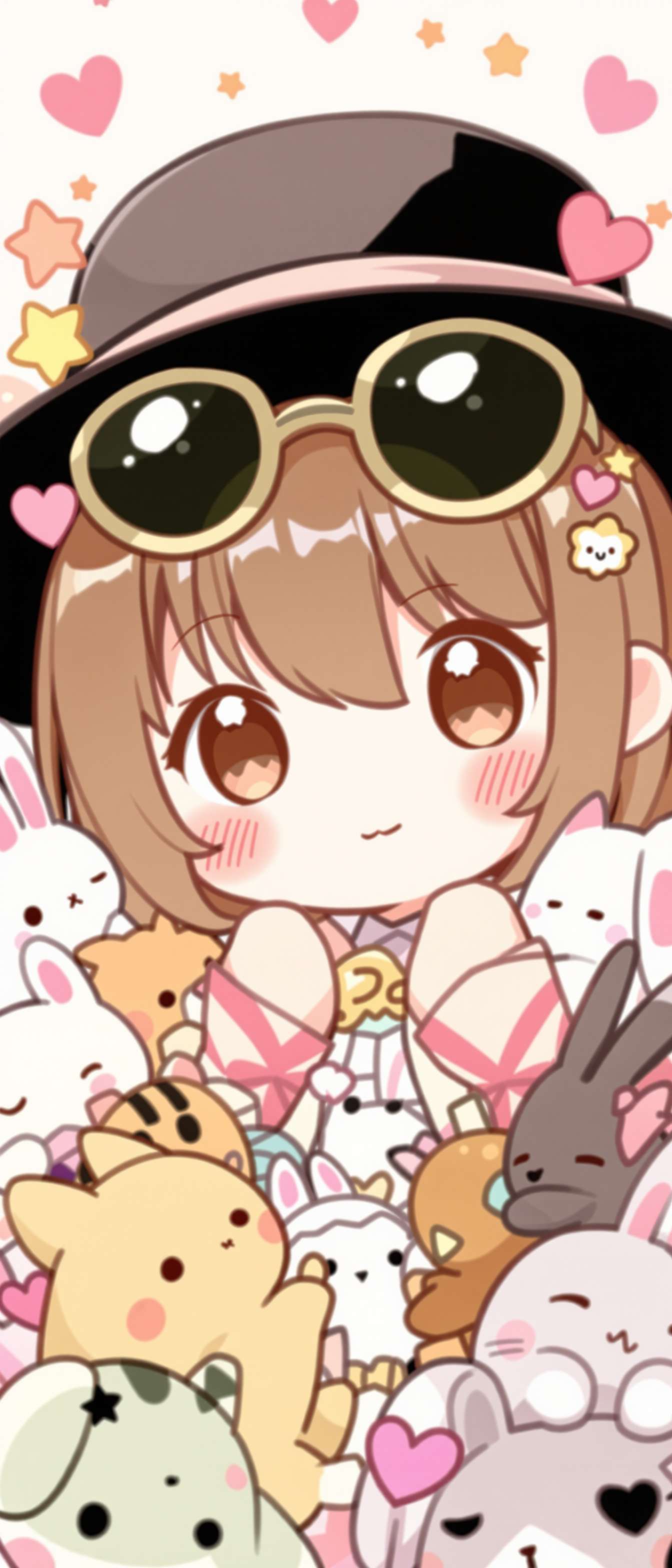 Cute Anime Girl with Plushies Phone Case Cute Anime Girl with Plushies Phone Case