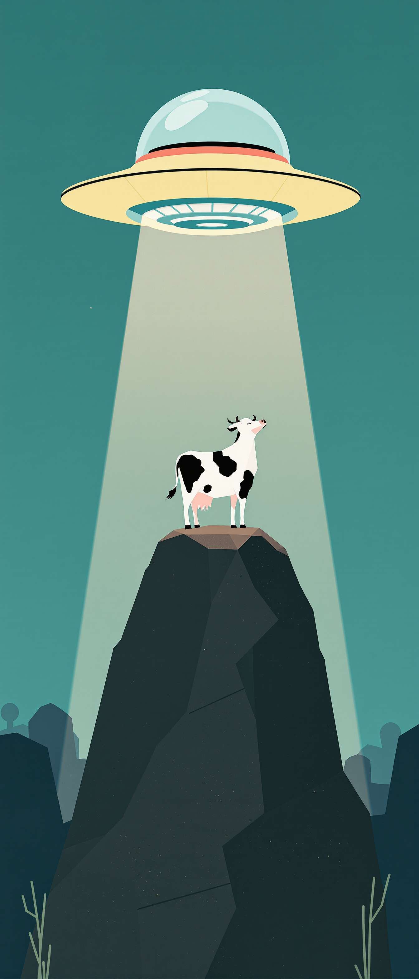 UFO Abducting a Cow Minimalism Phone Case