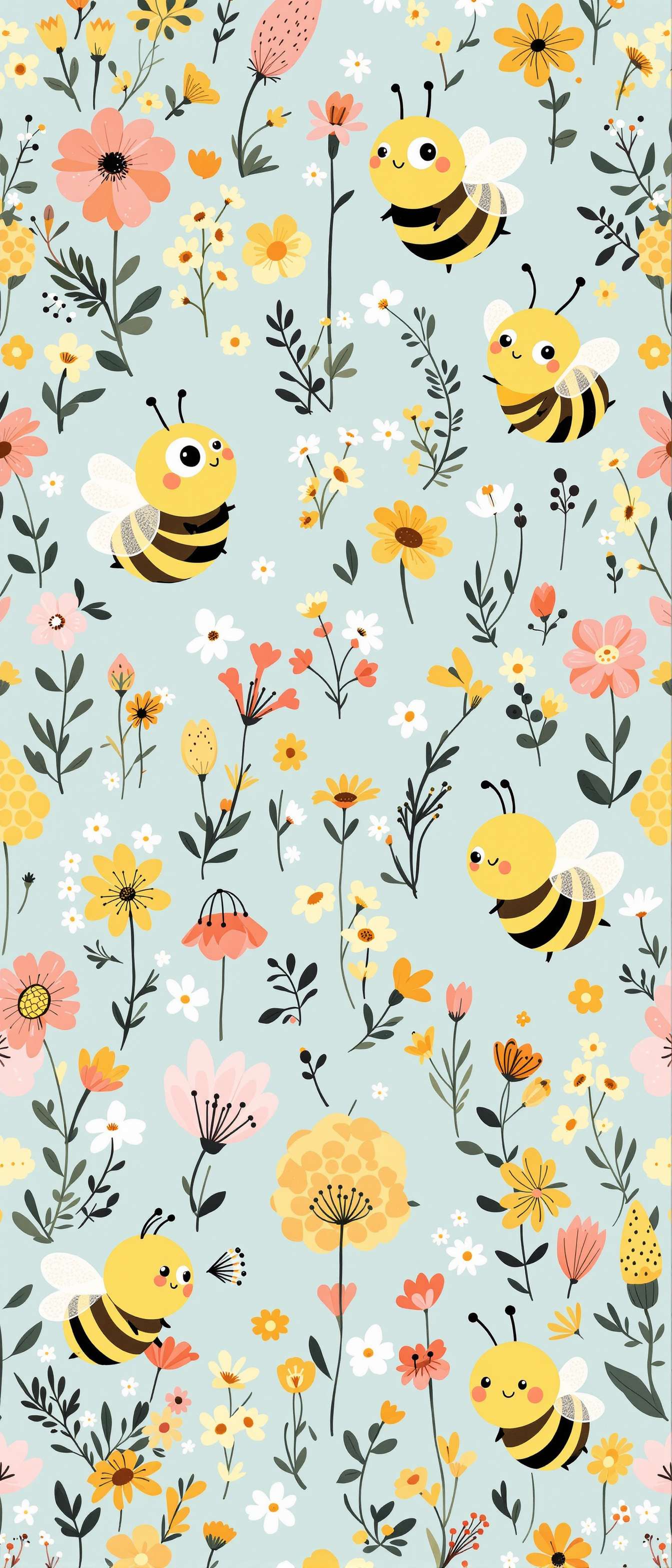Whimsical Bee Floral Pattern Phone Case Whimsical Bee Floral Pattern Phone Case