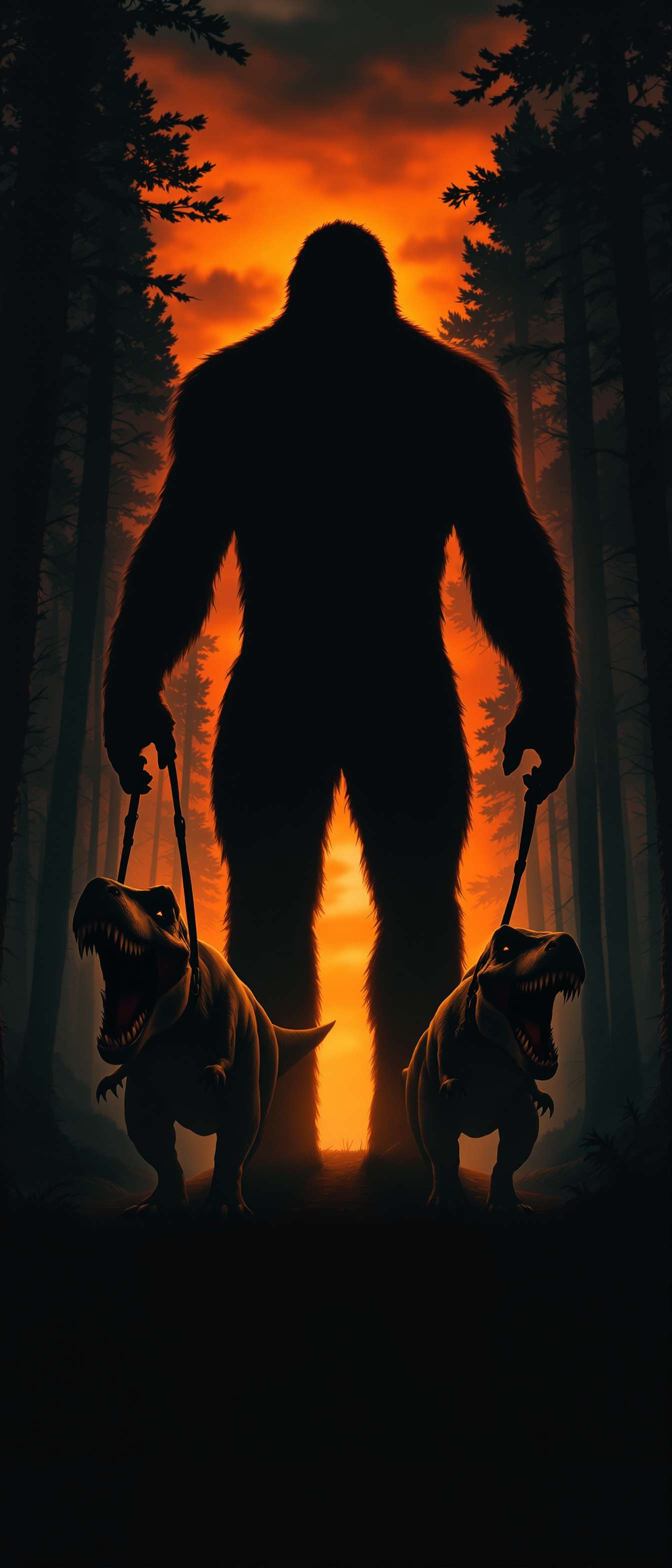 Bigfoot Walking T-Rexes Silhouette Phone Case Bigfoot Walking T-Rexes Silhouette Phone Case