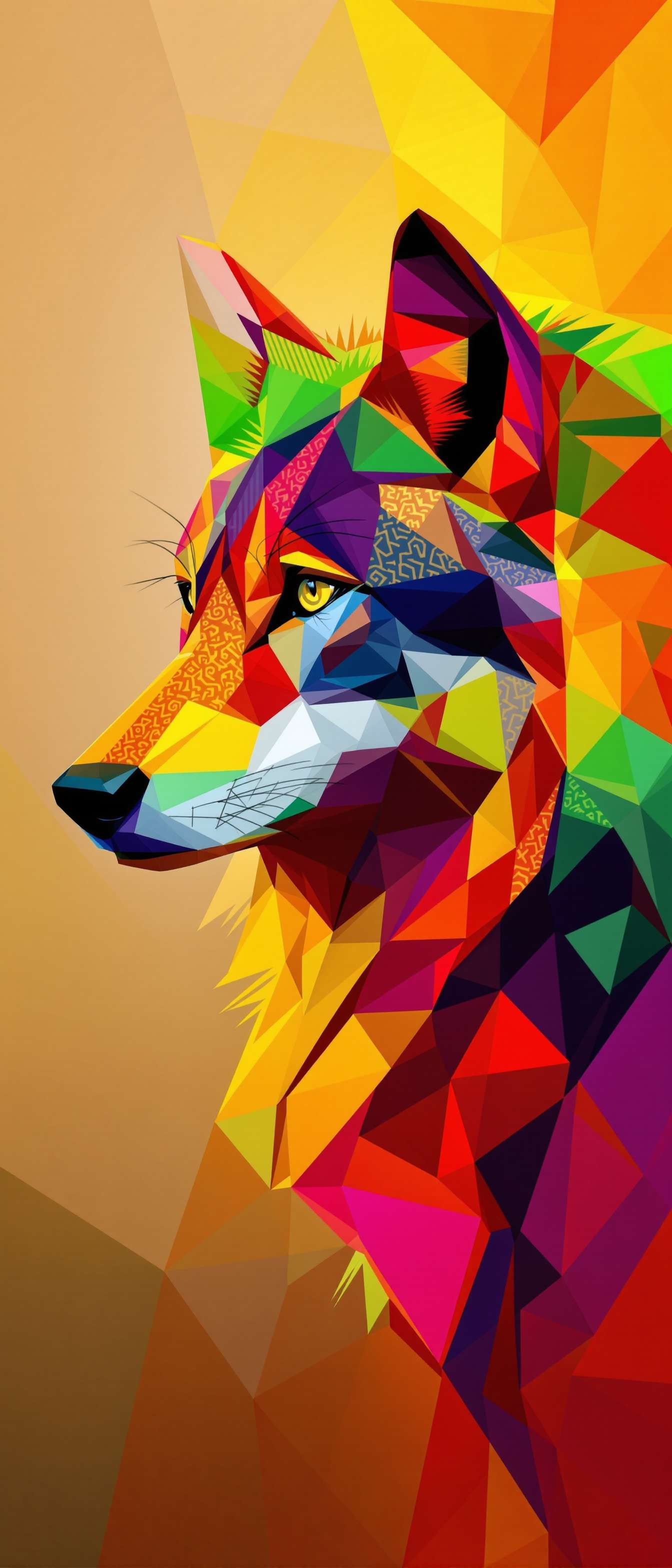 Vibrant Geometric Wolf Portrait Phone Case