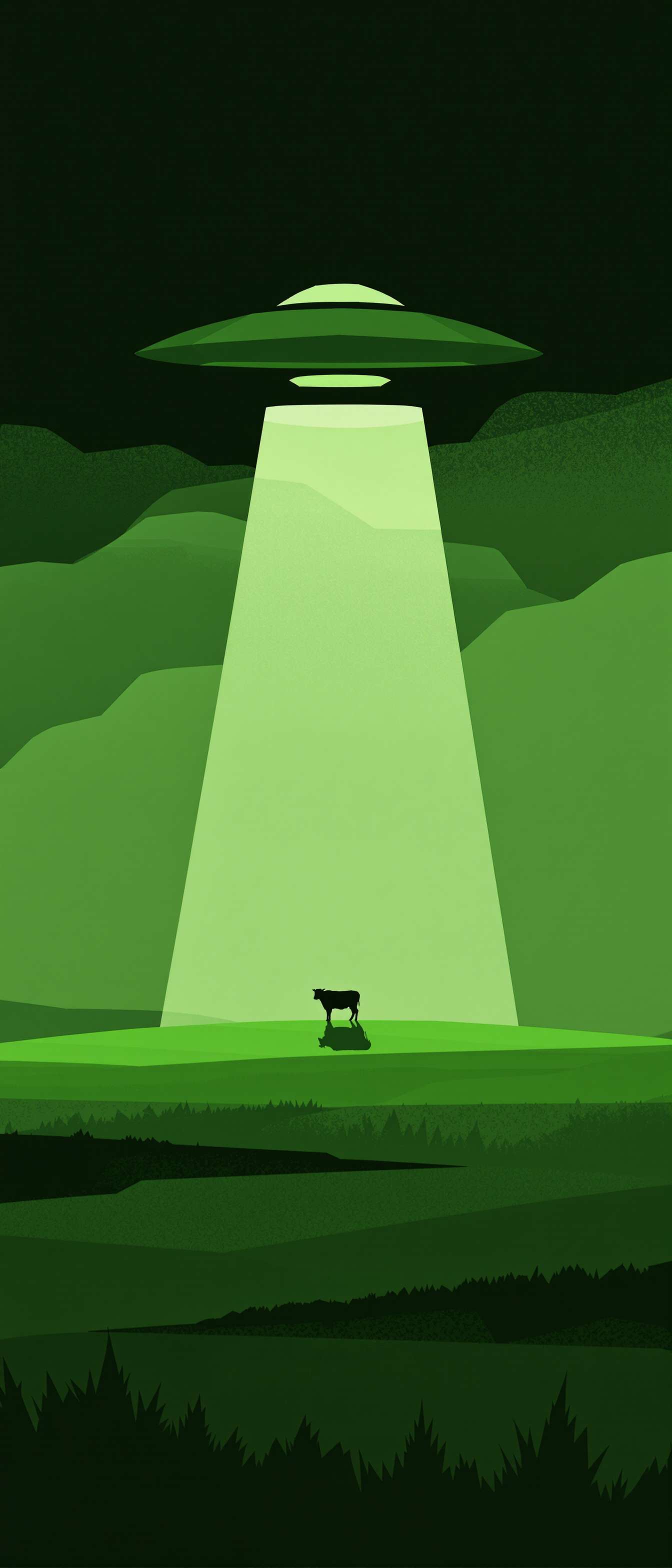 Minimalist UFO Abduction Scene Phone Case