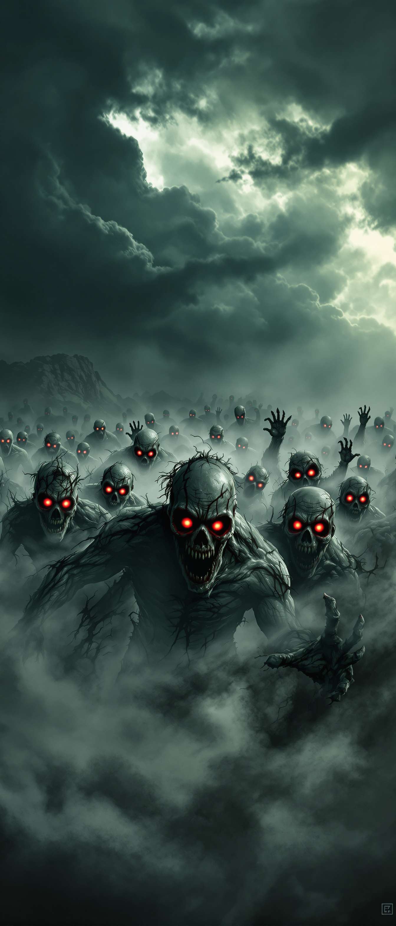 Angry Zombies Emerging from Fog Phone Case