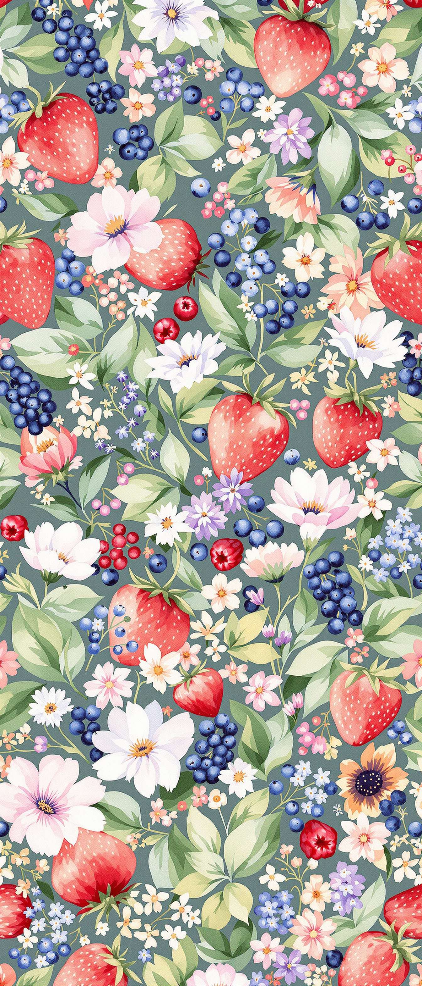 Berries and Wildflowers Pattern Phone Case Berries and Wildflowers Pattern Phone Case