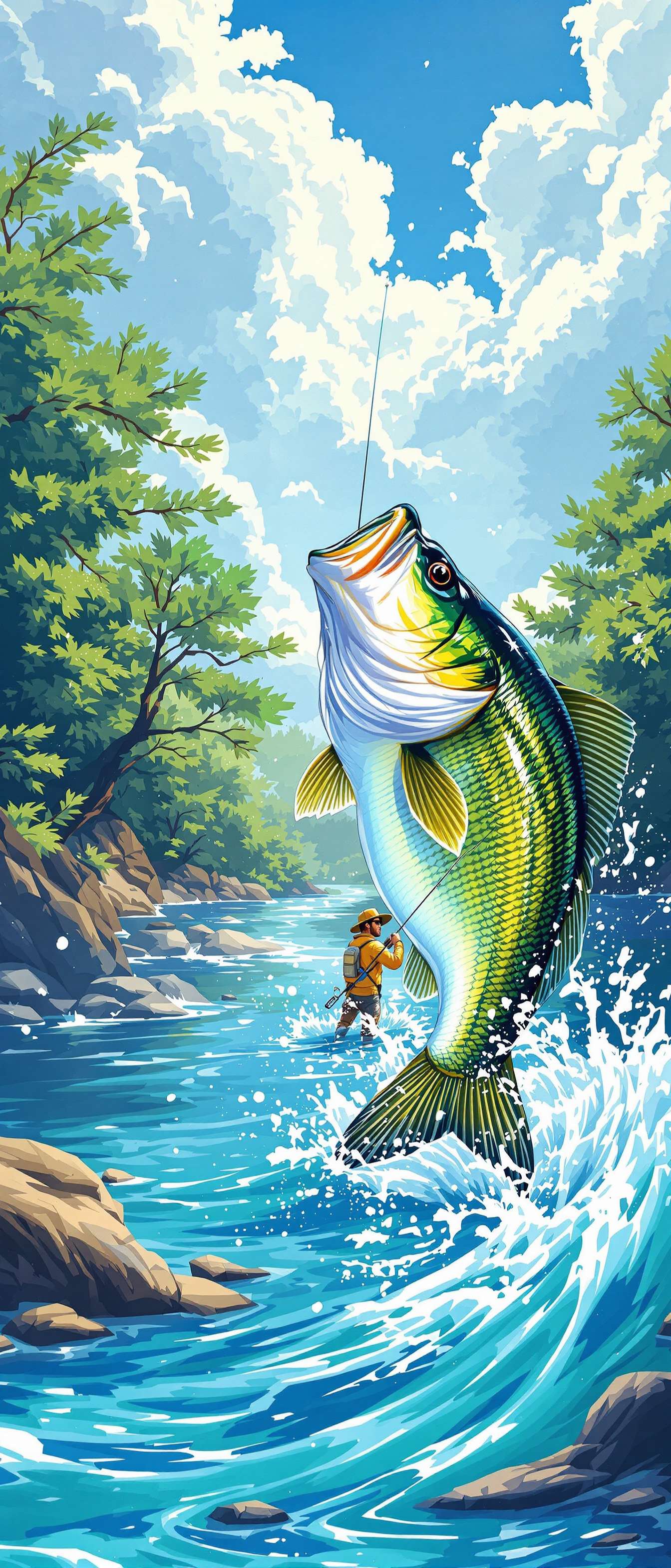 Dynamic Bass Fishing Scene Phone Case Dynamic Bass Fishing Scene Phone Case