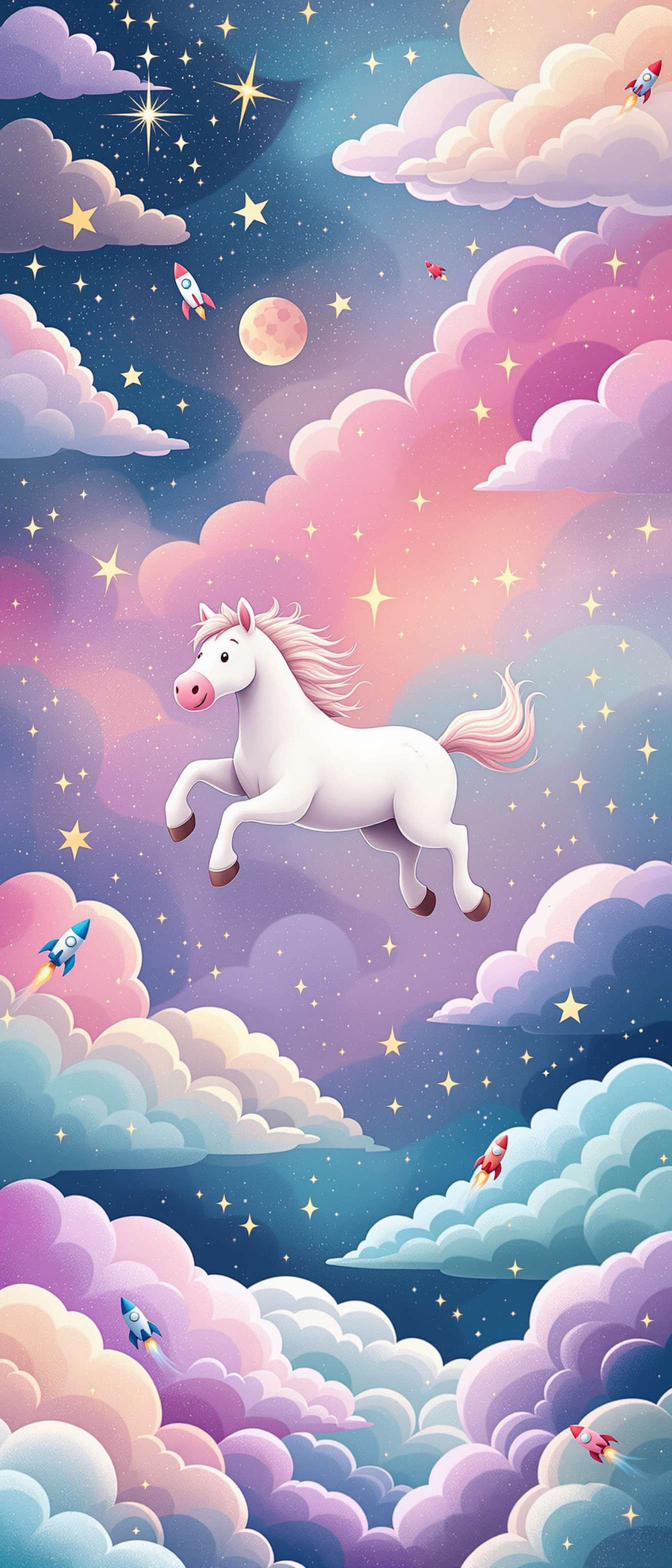 Whimsical Space Horse Design Phone Case