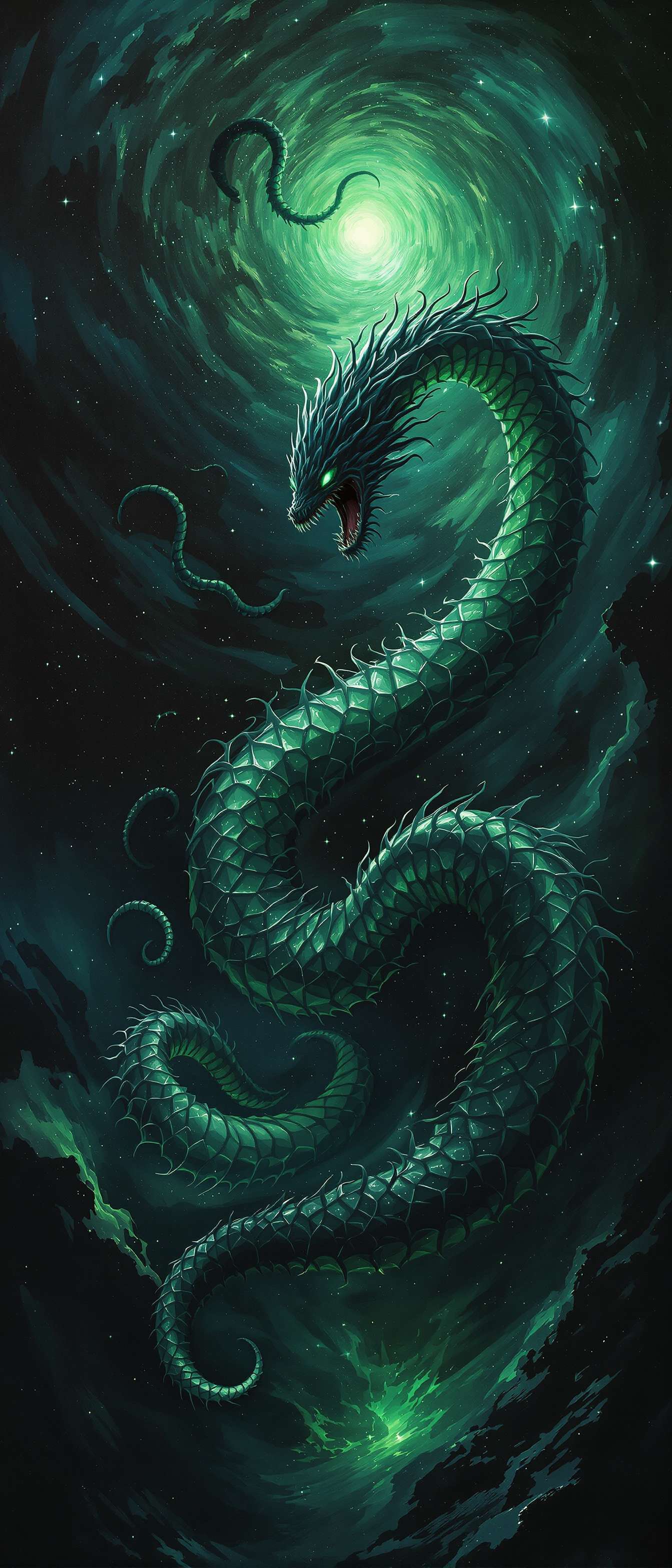 Abyssal Serpent in Cosmic Void Phone Case
