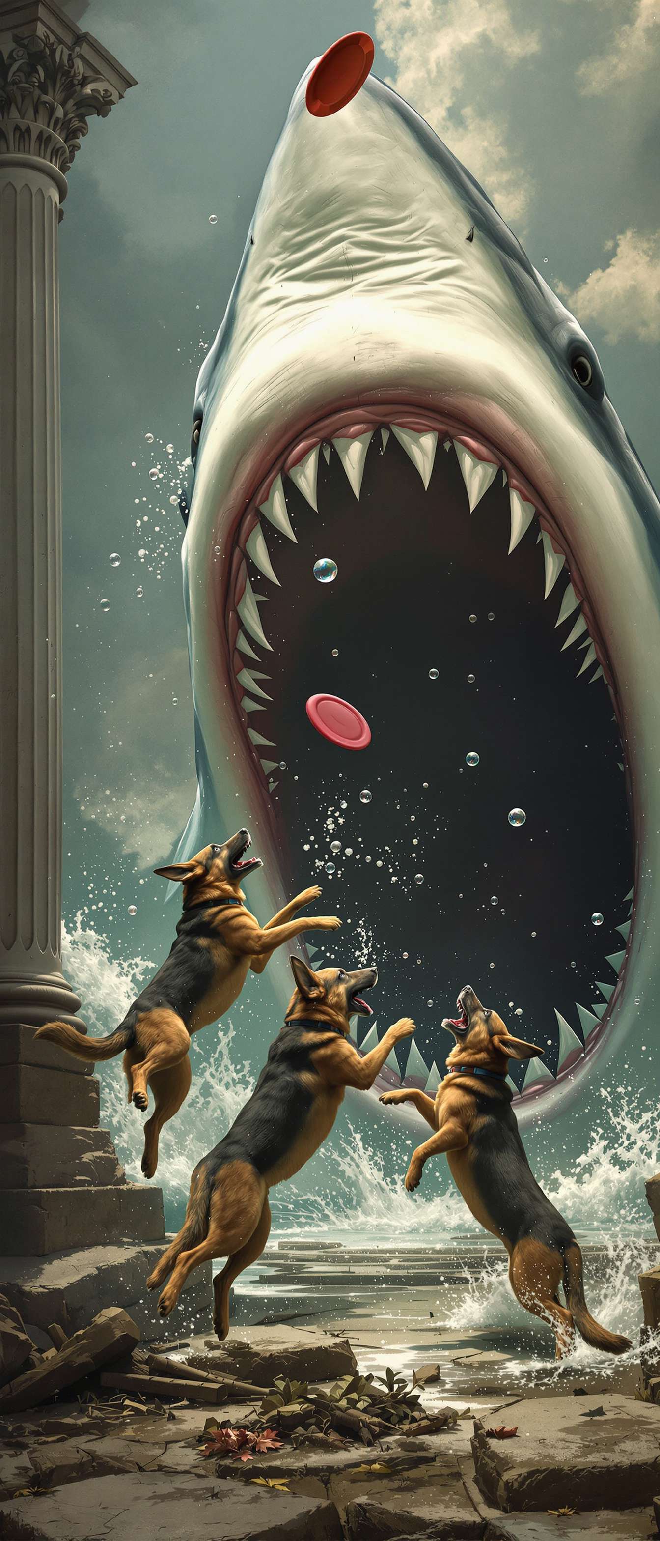 German Shepherds vs. Shark Leap Phone Case