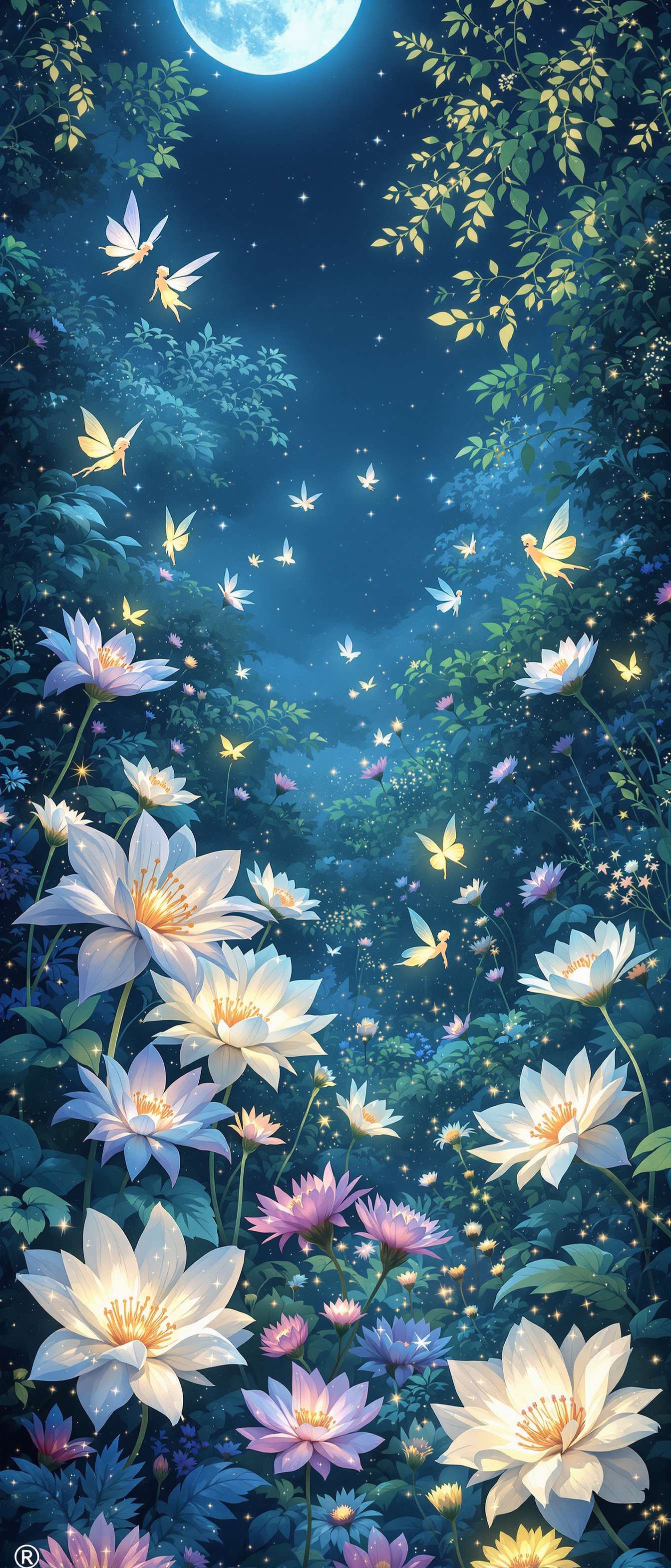 Moonlight Fantasy Floral Scene Phone Case