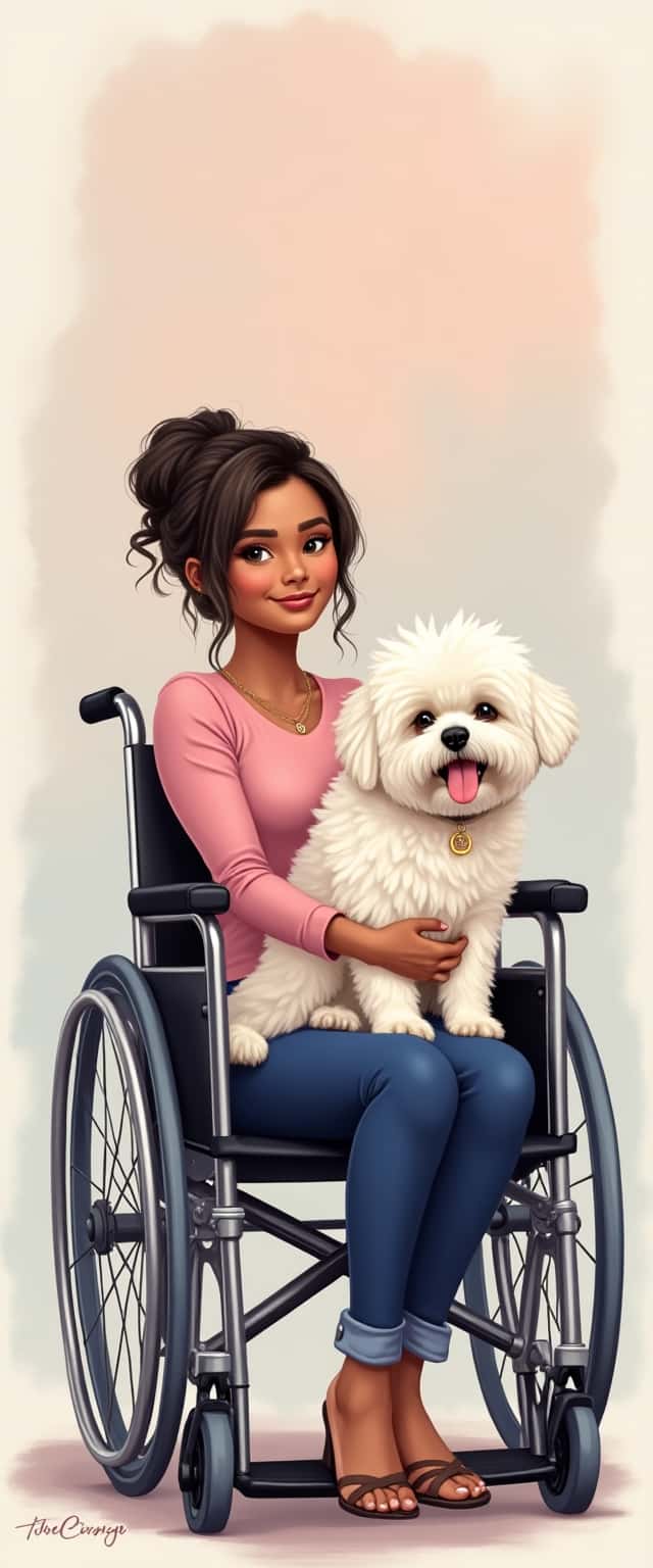 Maltipoo and Woman in Wheelchair Phone Case