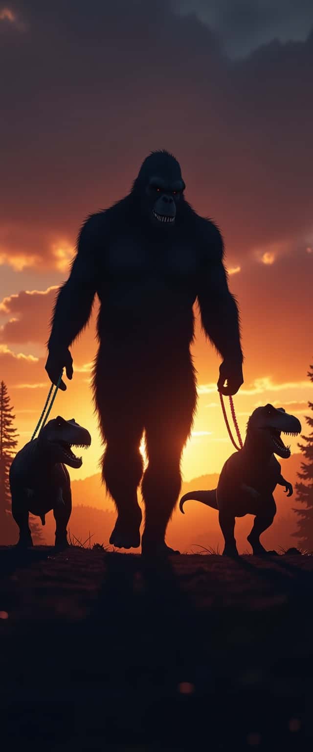 Bigfoot Walking T-Rexes Silhouette Phone Case Bigfoot Walking T-Rexes Silhouette Phone Case