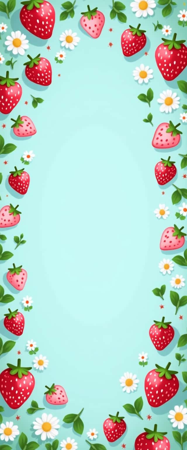 Cute Strawberry Floral Border Design Phone Case Cute Strawberry Floral Border Design Phone Case