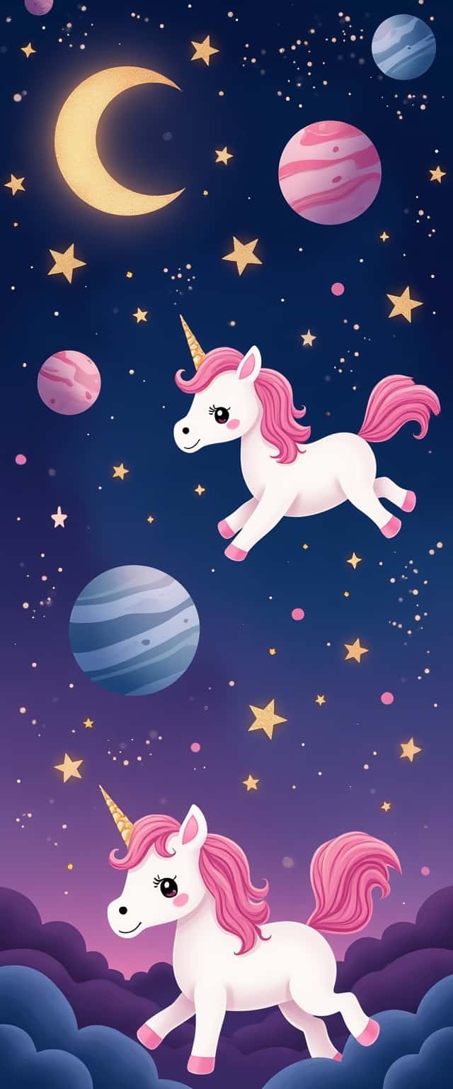 Whimsical Unicorns in Space Phone Case