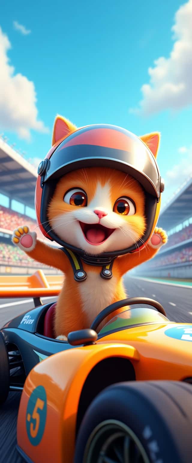 Racing Cat in a Helmet Phone Case