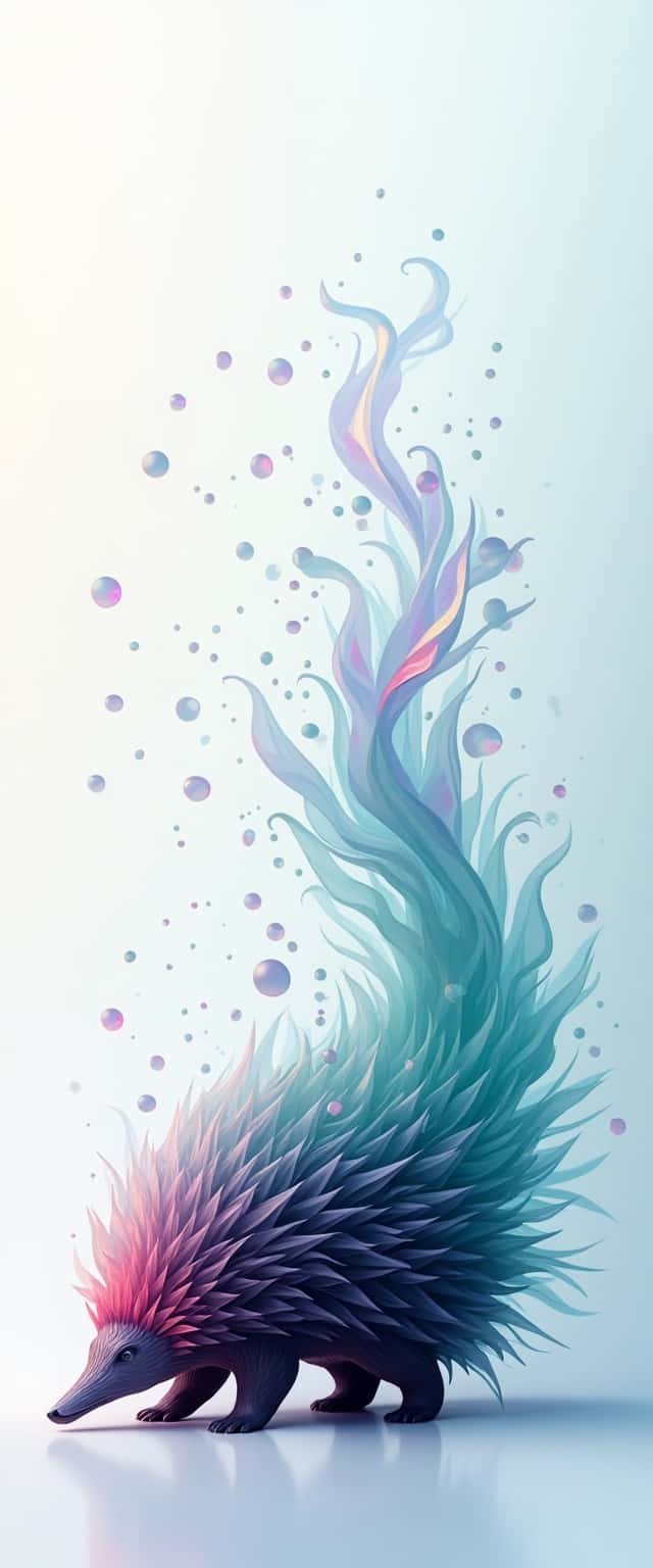 Colorful Porcupine with Flowing Particles Phone Case