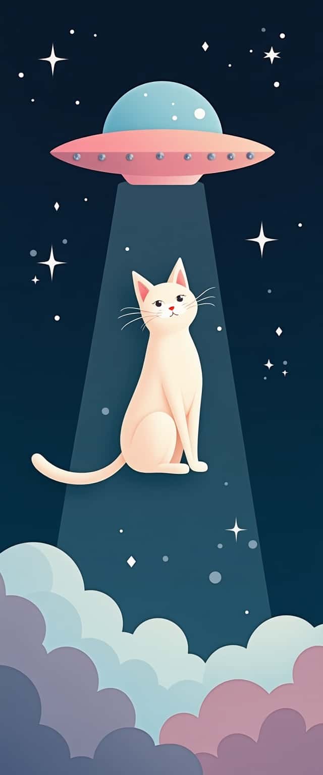 Geometric Cat UFO Abduction Phone Case Geometric Cat UFO Abduction Phone Case