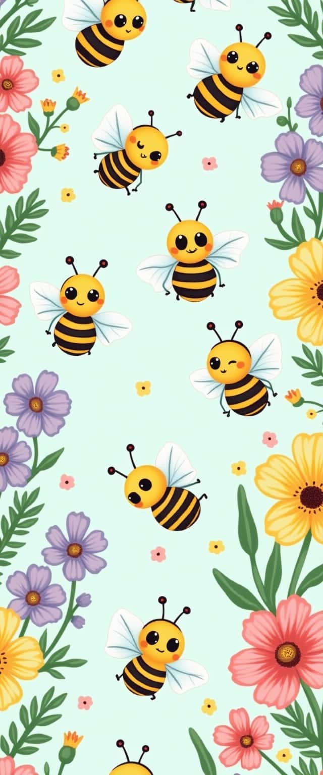 Cute Bee Floral Pattern Phone Case Cute Bee Floral Pattern Phone Case