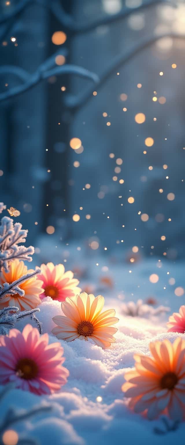 Winter Blossoms with Fireflies Phone Case