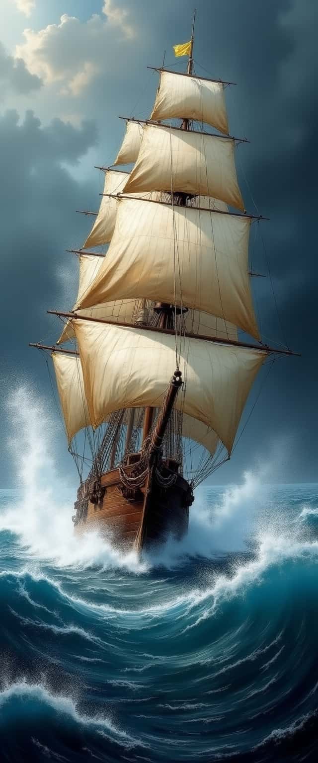 Stormy Sailing Ship Illustration Phone Case Stormy Sailing Ship Illustration Phone Case