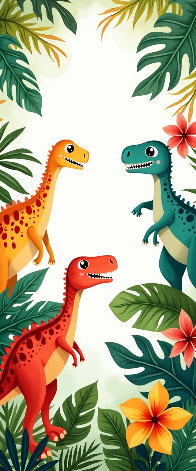 Dinosaur Watercolor Jungle Pattern Phone Case