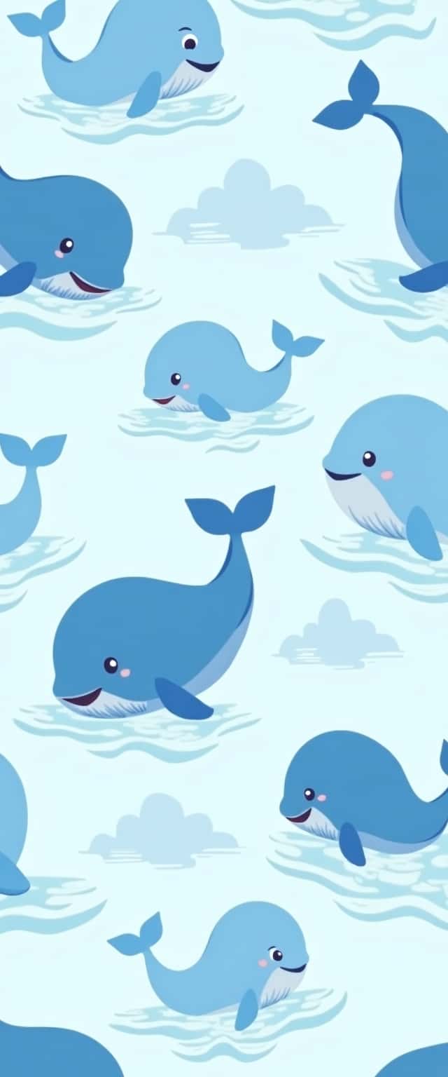 Playful Blue Whale Pattern Phone Case