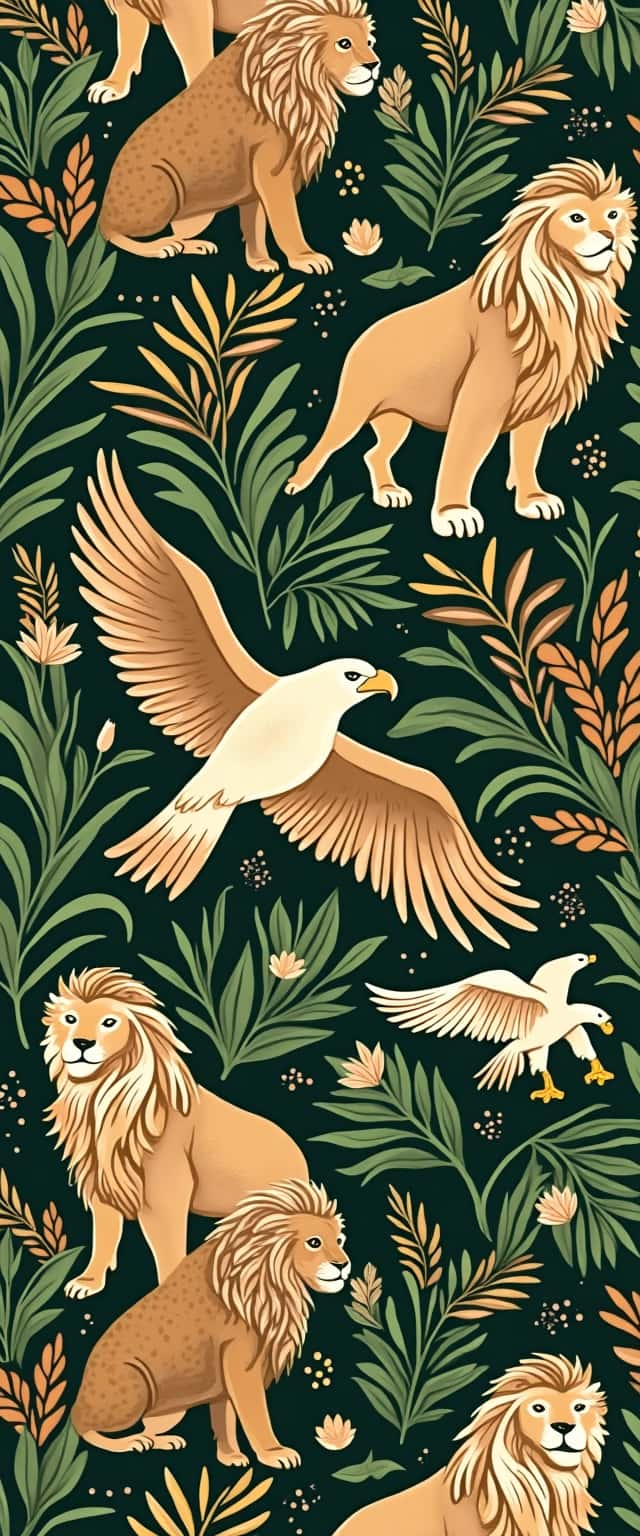 Lion and Eagle Jungle Pattern Phone Case