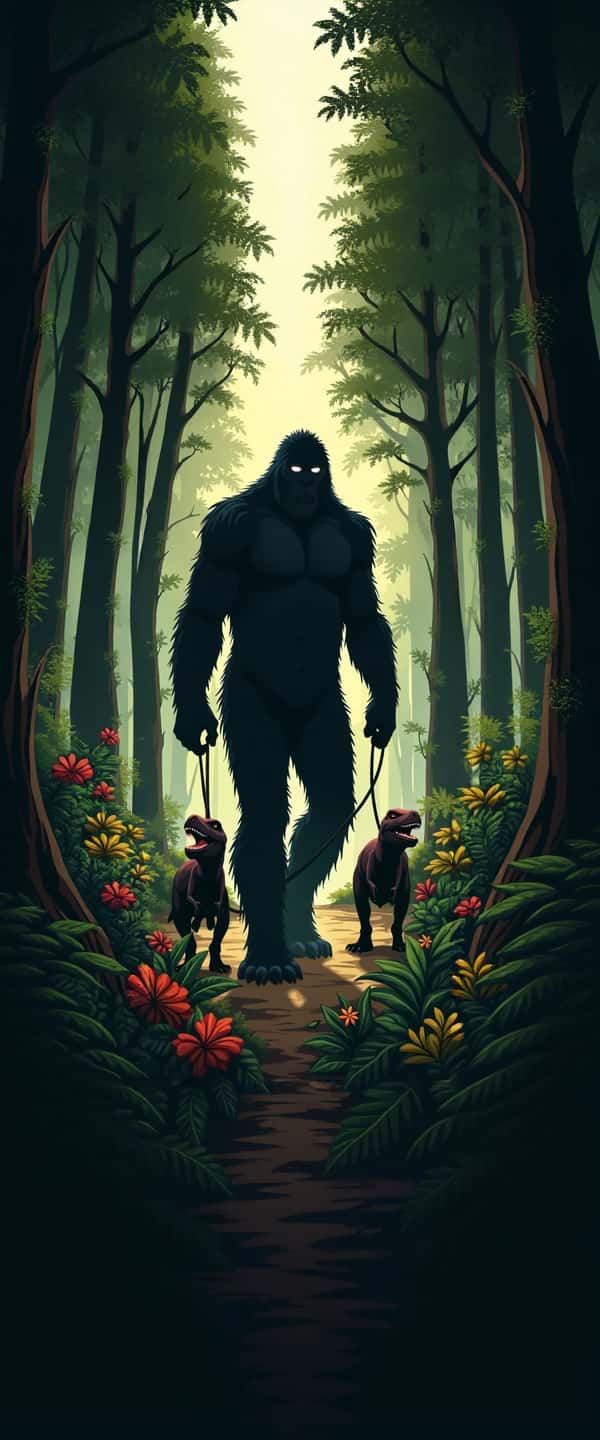 Bigfoot with T-Rex Leashes Phone Case Bigfoot with T-Rex Leashes Phone Case
