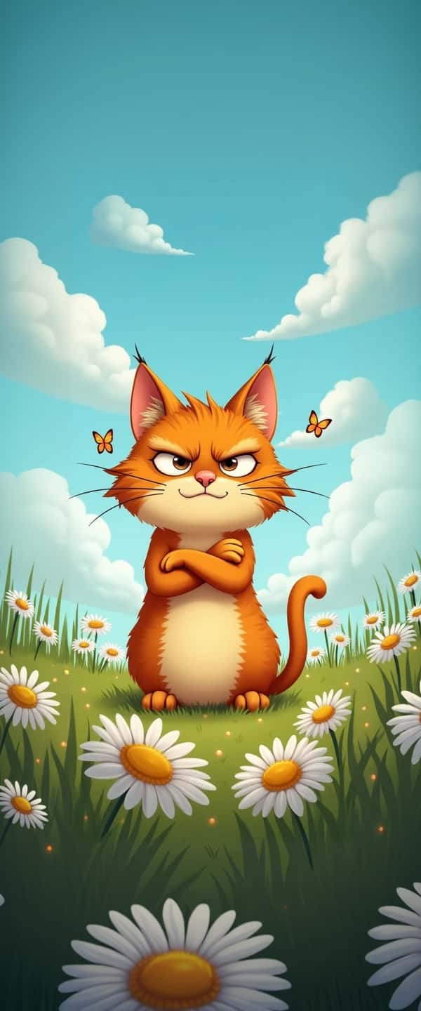 Grumpy Cartoon Cat Illustration Phone Case